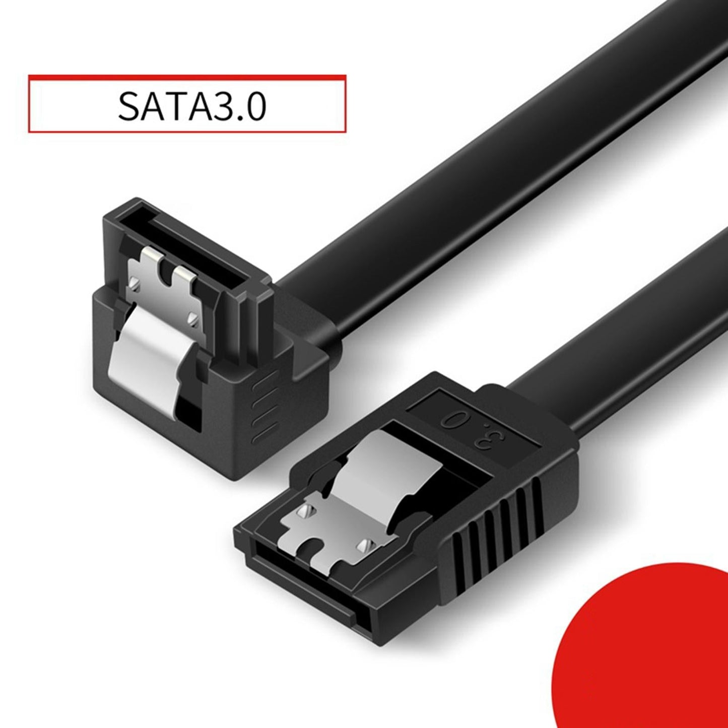 SATA Cable III 3.0 Flat Data Cable 100cm for HDD SDD Black Elbow