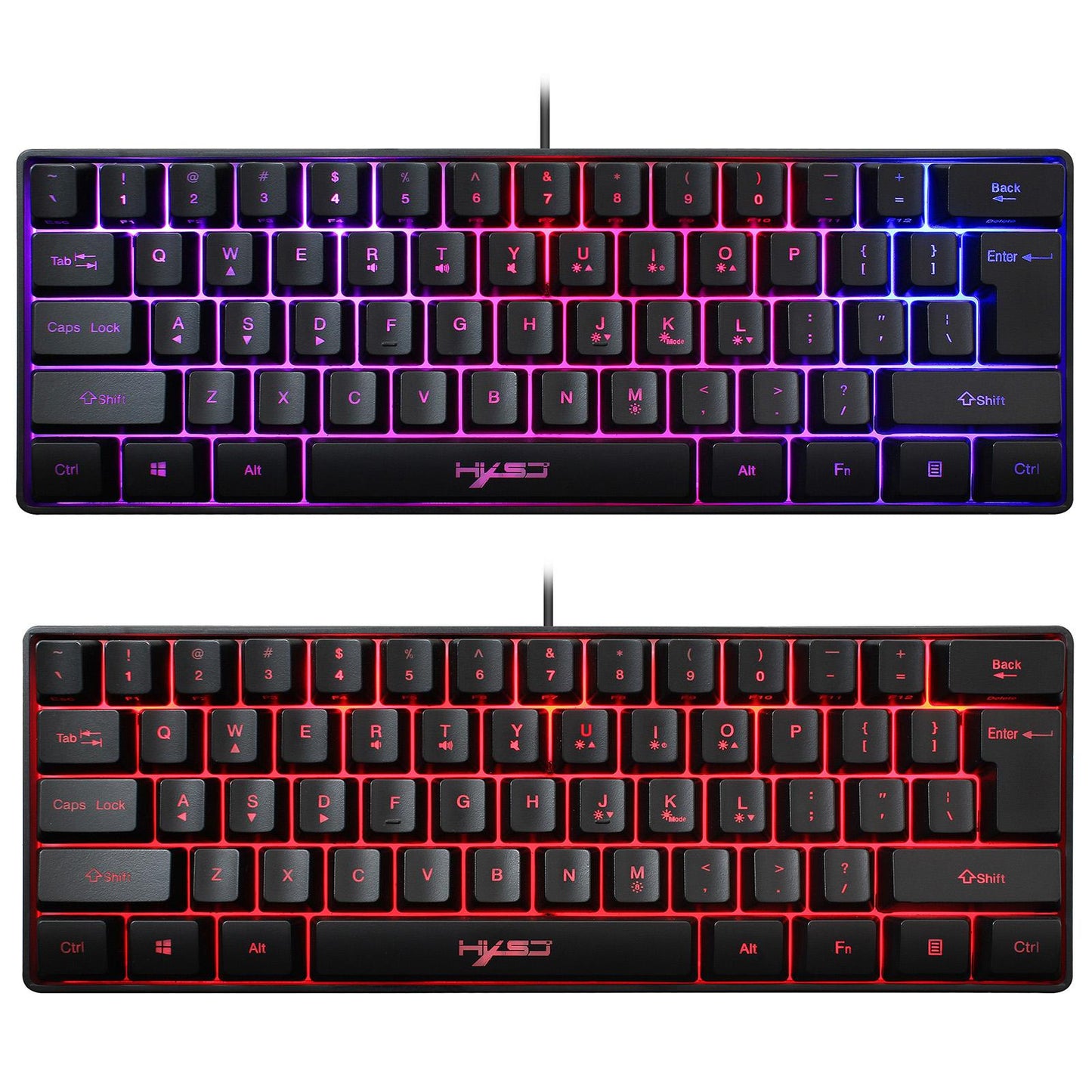 Gaming Mini Wired Keyboard RGB Backlit USB for Laptops Black keyboard