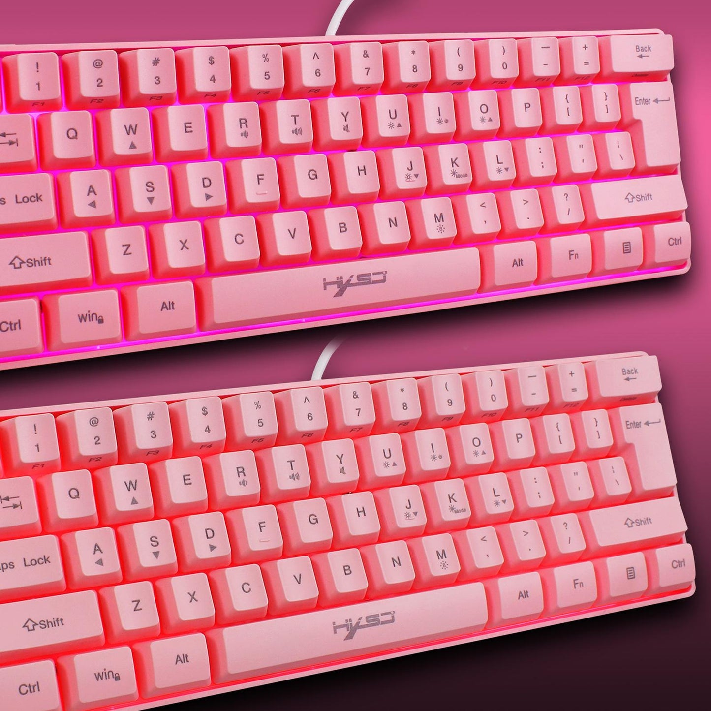 Gaming Mini Wired Keyboard RGB Backlit USB for Laptops Pink keyboard