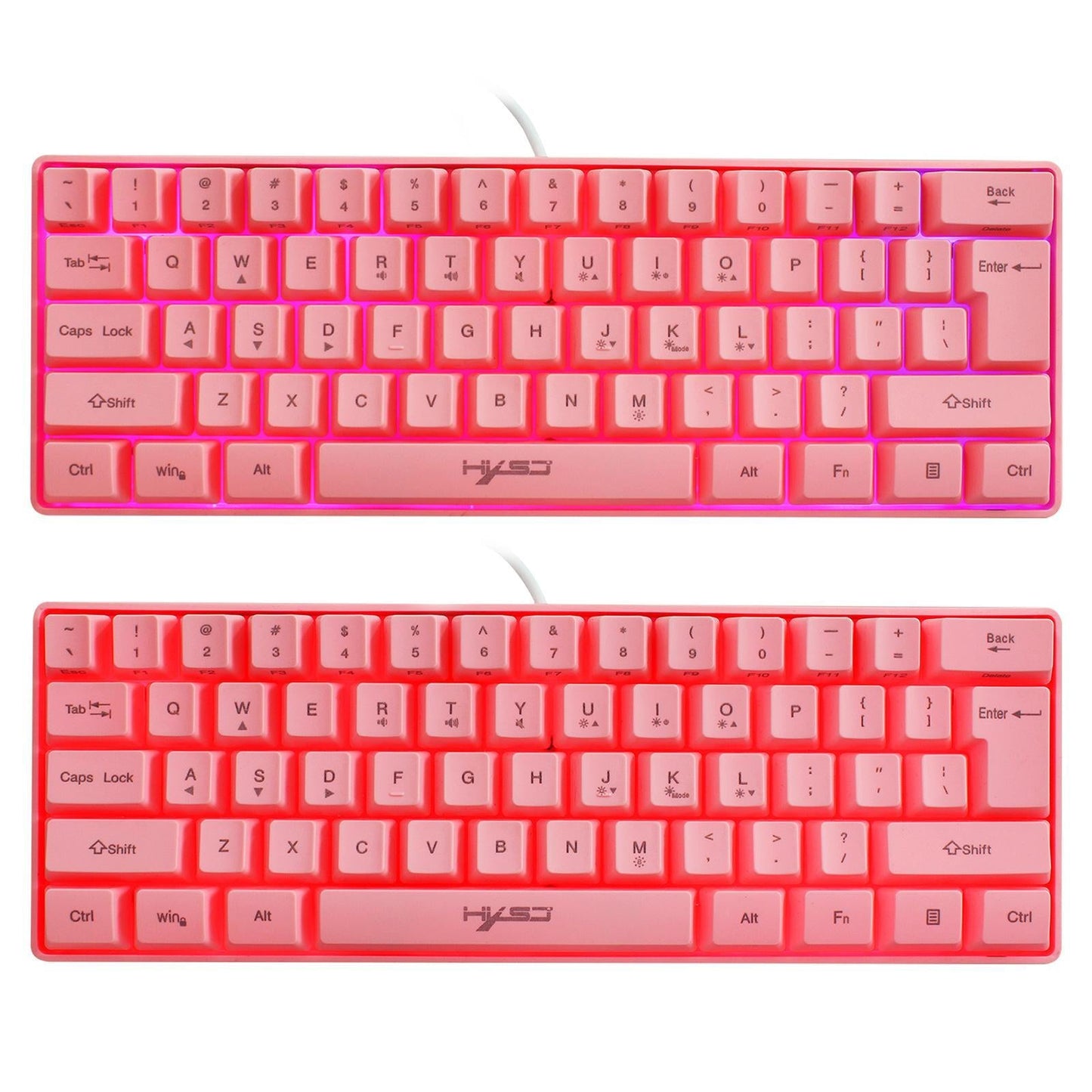 Gaming Mini Wired Keyboard RGB Backlit USB for Laptops Pink keyboard