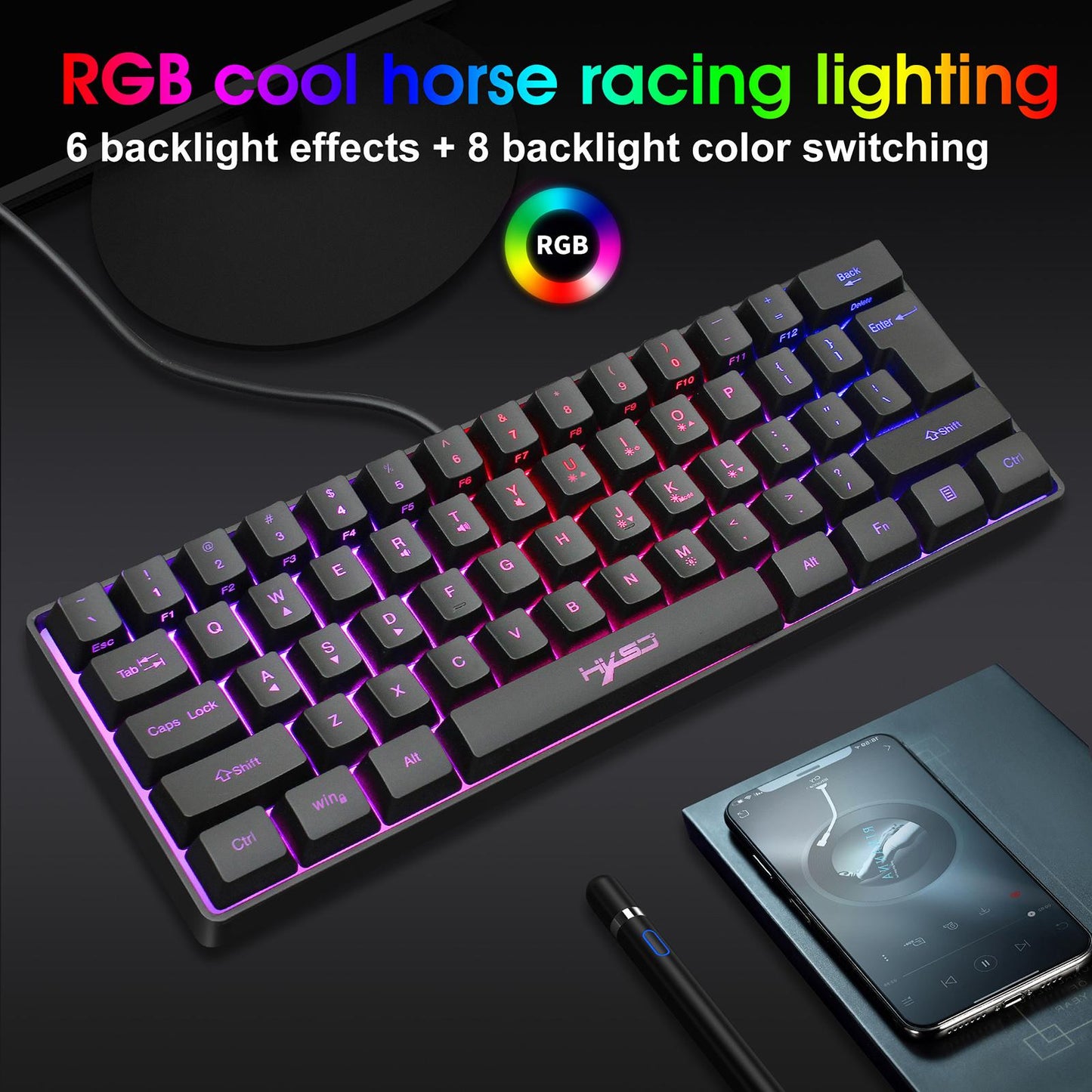 Gaming Mini Wired Keyboard RGB Backlit USB for Laptops Keyboard Mouse Combo