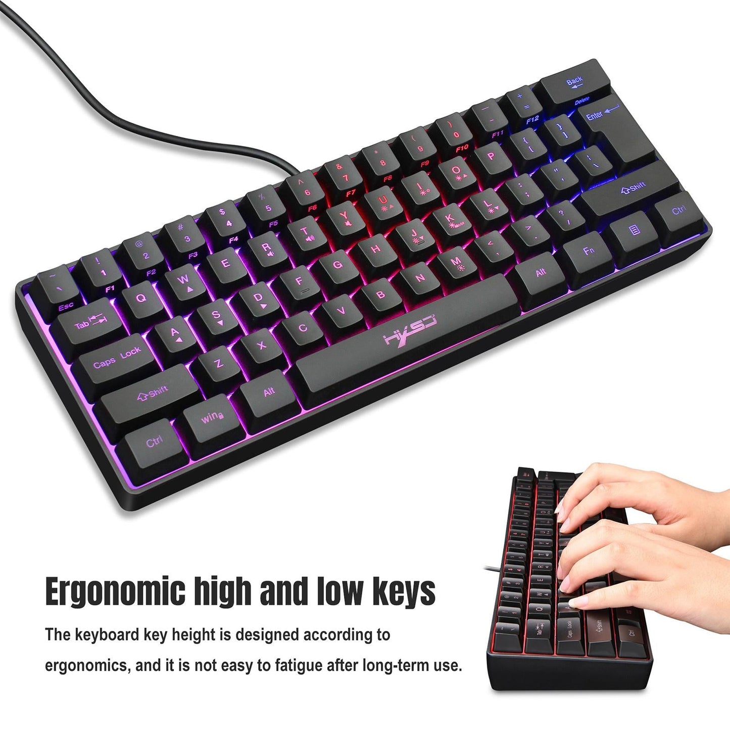 Gaming Mini Wired Keyboard RGB Backlit USB for Laptops Keyboard Mouse Combo