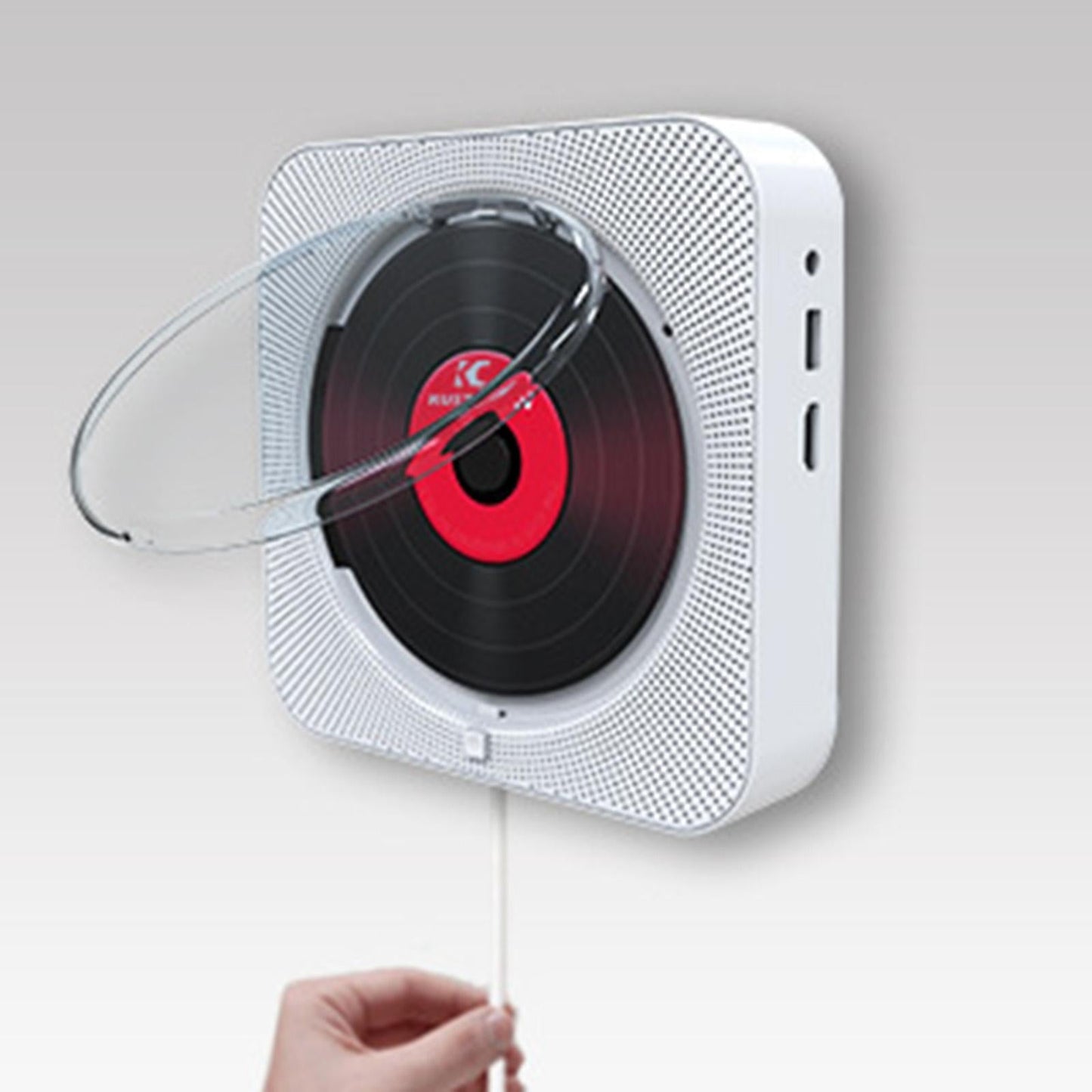 Portable Wall Mounted CD Player with Dust Cover for Prenatal Education white