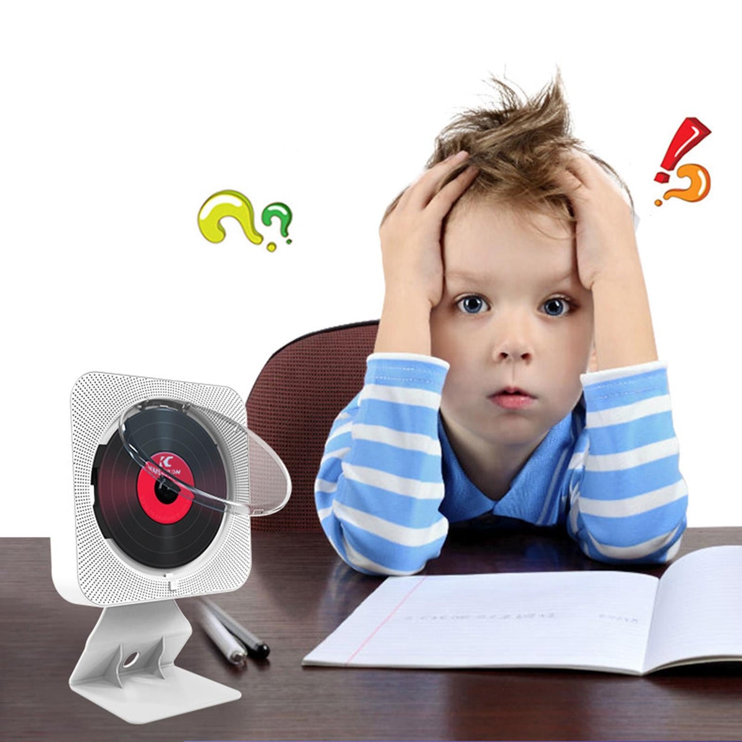 Portable Wall Mounted CD Player with Dust Cover for Prenatal Education white