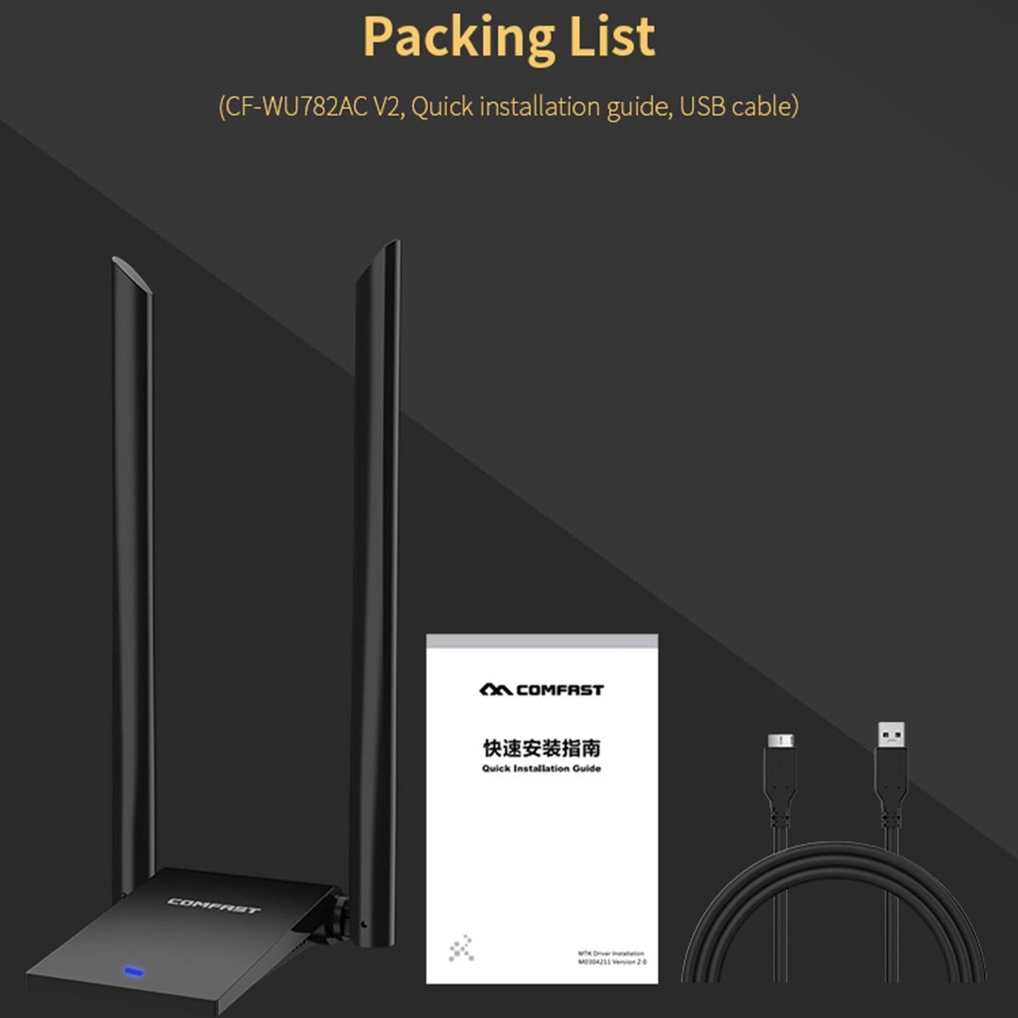 5.8G 2.4G 6dBi USB 3.0 WIFI Receiver Wireless Network Adapter Long Range