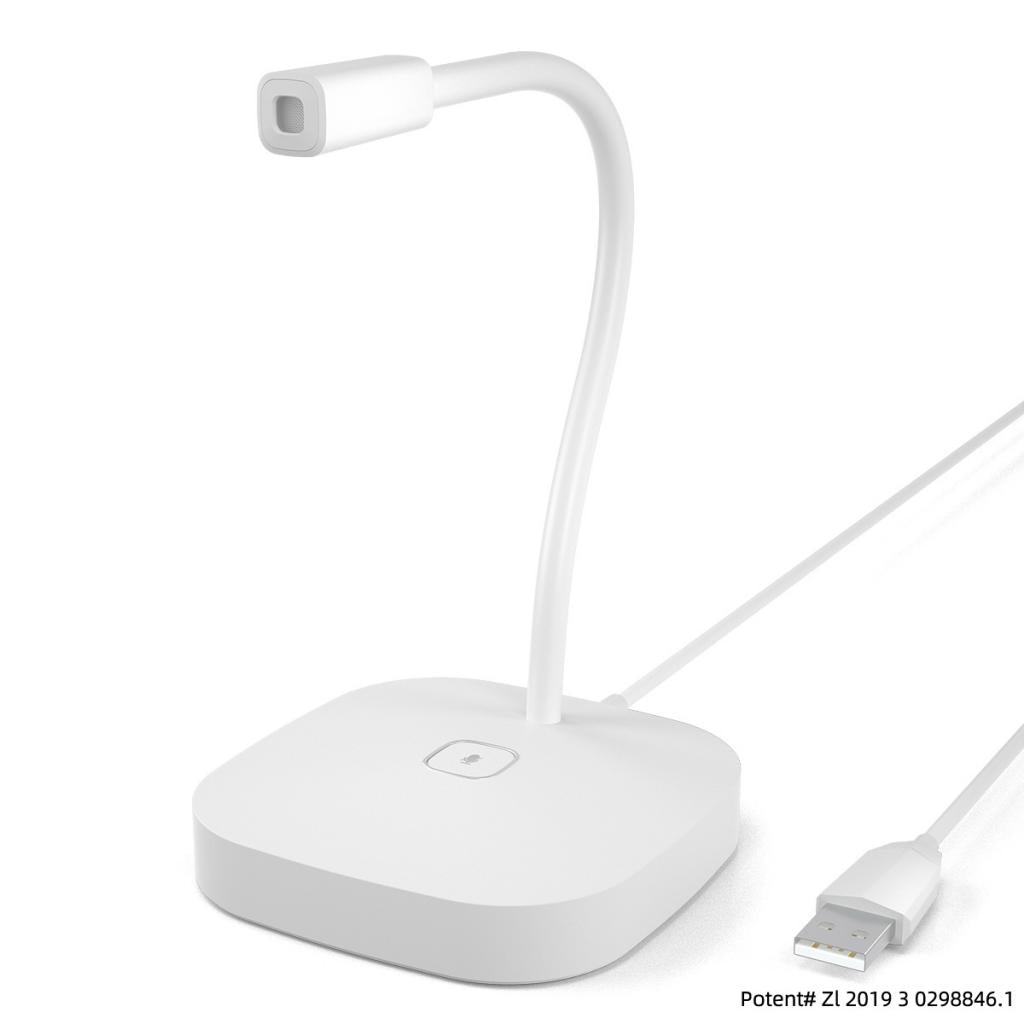 USB Desktop Computer Microphone Plug & Play for Gaming Dictation White