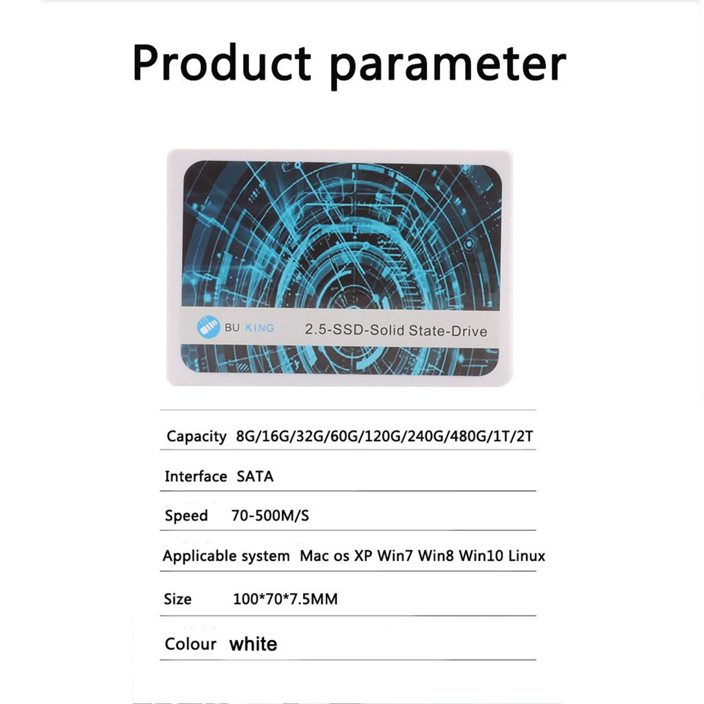 2.5 Inch Solid State Drive SSD for Desktop Laptop PC Durable 100x70x7.5mm 240G