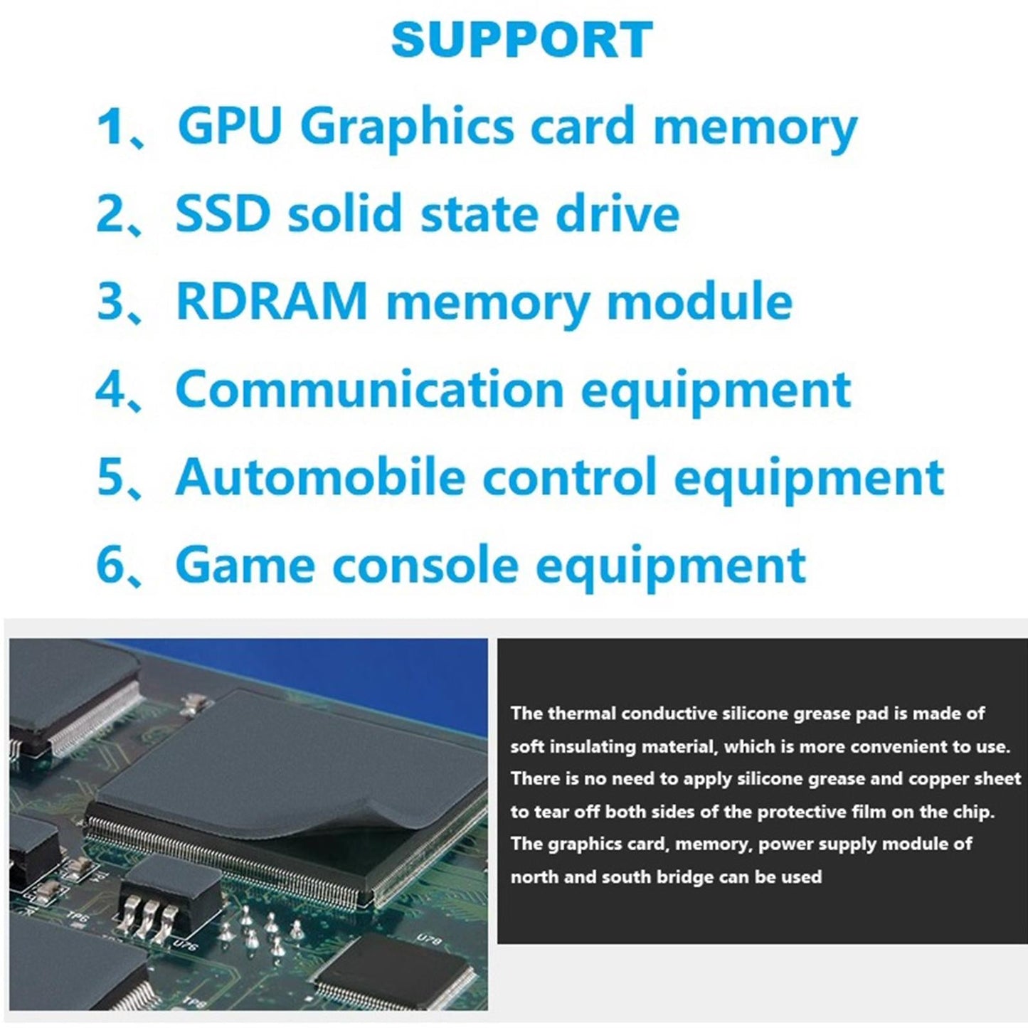 Thermal Pad Non Conductive Heat Resistance Simple for PC Laptop Heatsink 2.0mm thick