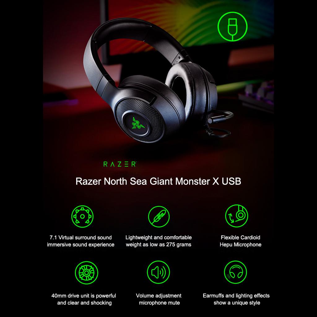 USB Wired Stereo Bass Surround Gaming Headset Headphone for PC + Mic