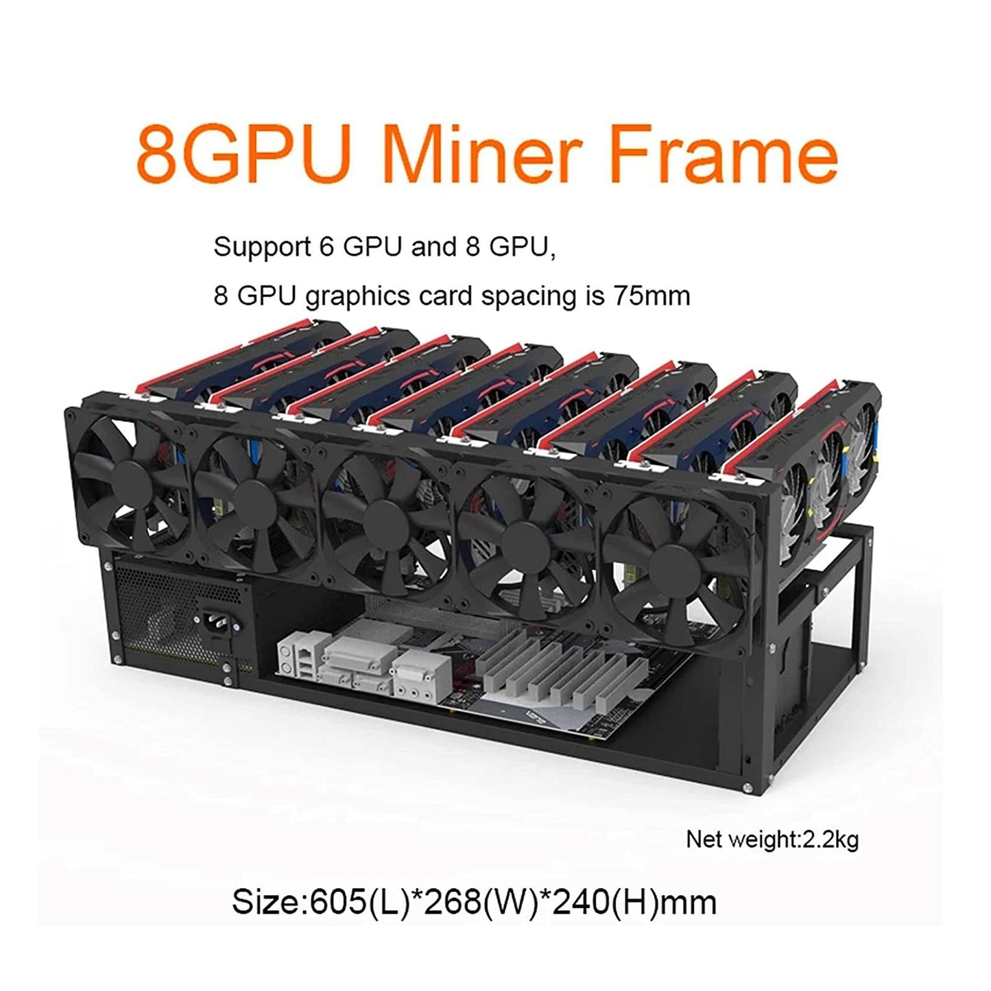 6/8 GPU Mining Rig Frame Rack Open Air GPU Card Case Equipment BTC ETH Tools