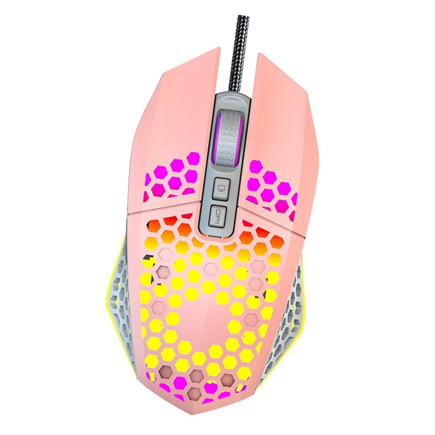 Universal Comfortable Wired Gaming Mouse Optical Sensor RGB for PC Pink