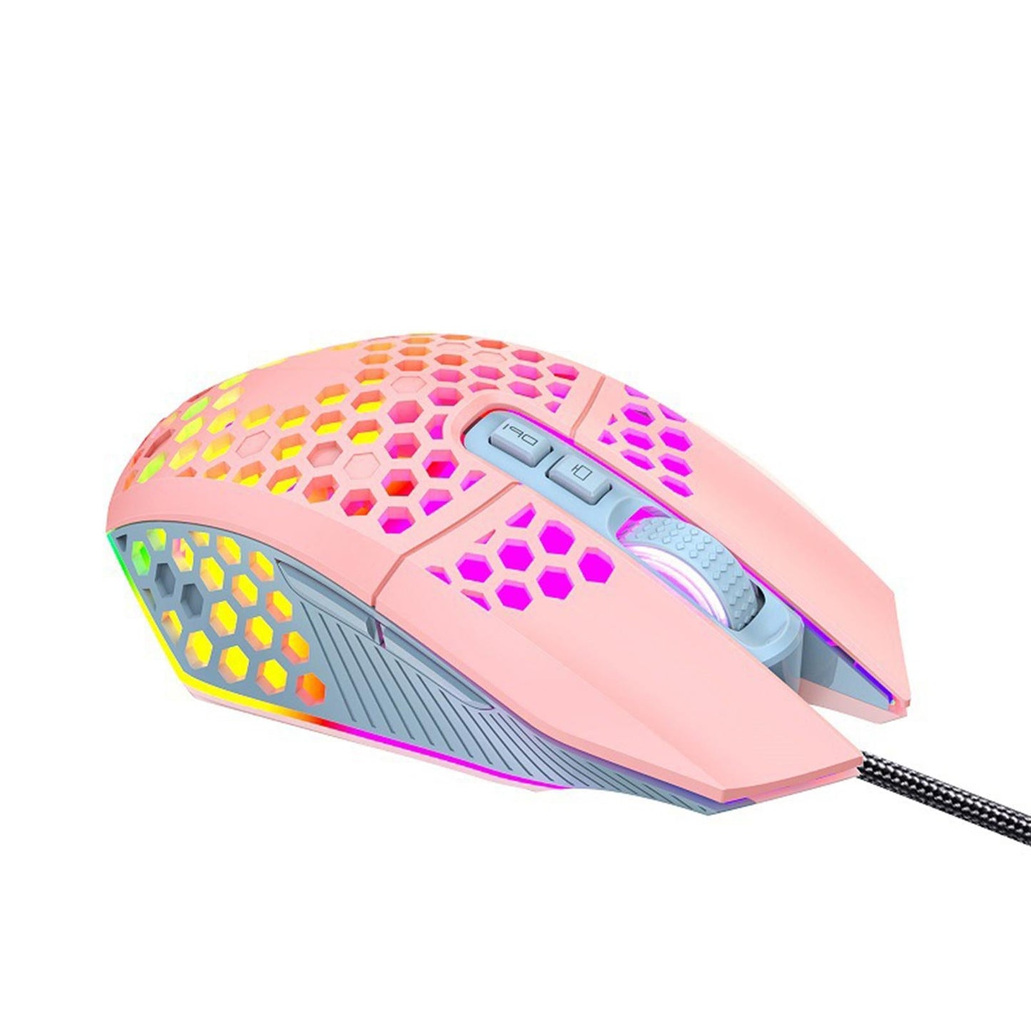 Universal Comfortable Wired Gaming Mouse Optical Sensor RGB for PC Pink