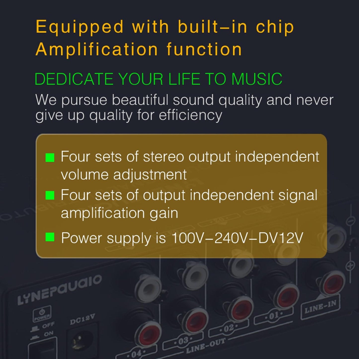 Signal Amplifier Allocator 1 In 4 Out Distributor Front Stereo Premium