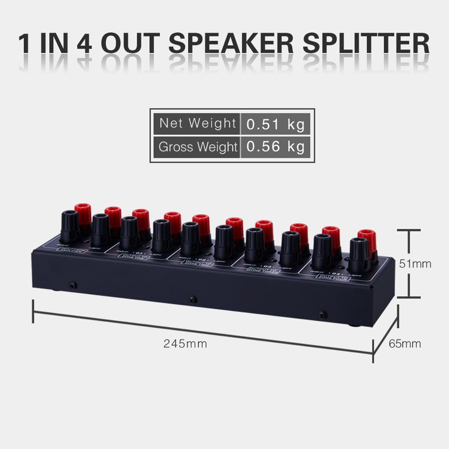 1 In 4 Out Amplifier Distributor Sound Signal Distribution Panel Black