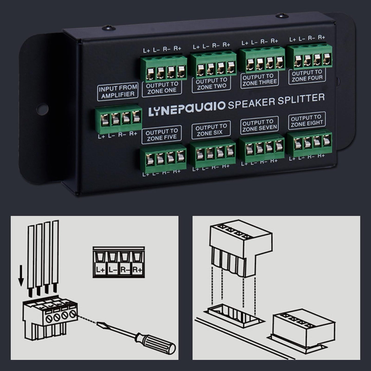 1 In 8 Out Amplifier Sound Source Signal Distribution Panel 300w