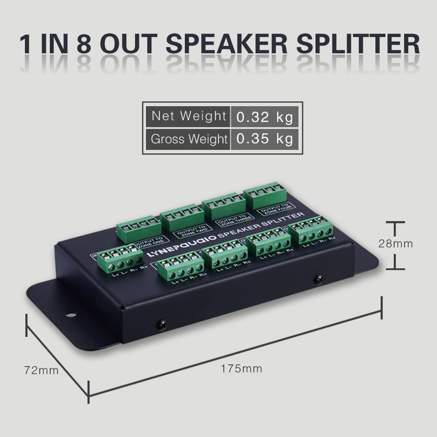 1 In 8 Out Amplifier Sound Source Signal Distribution Panel 300w