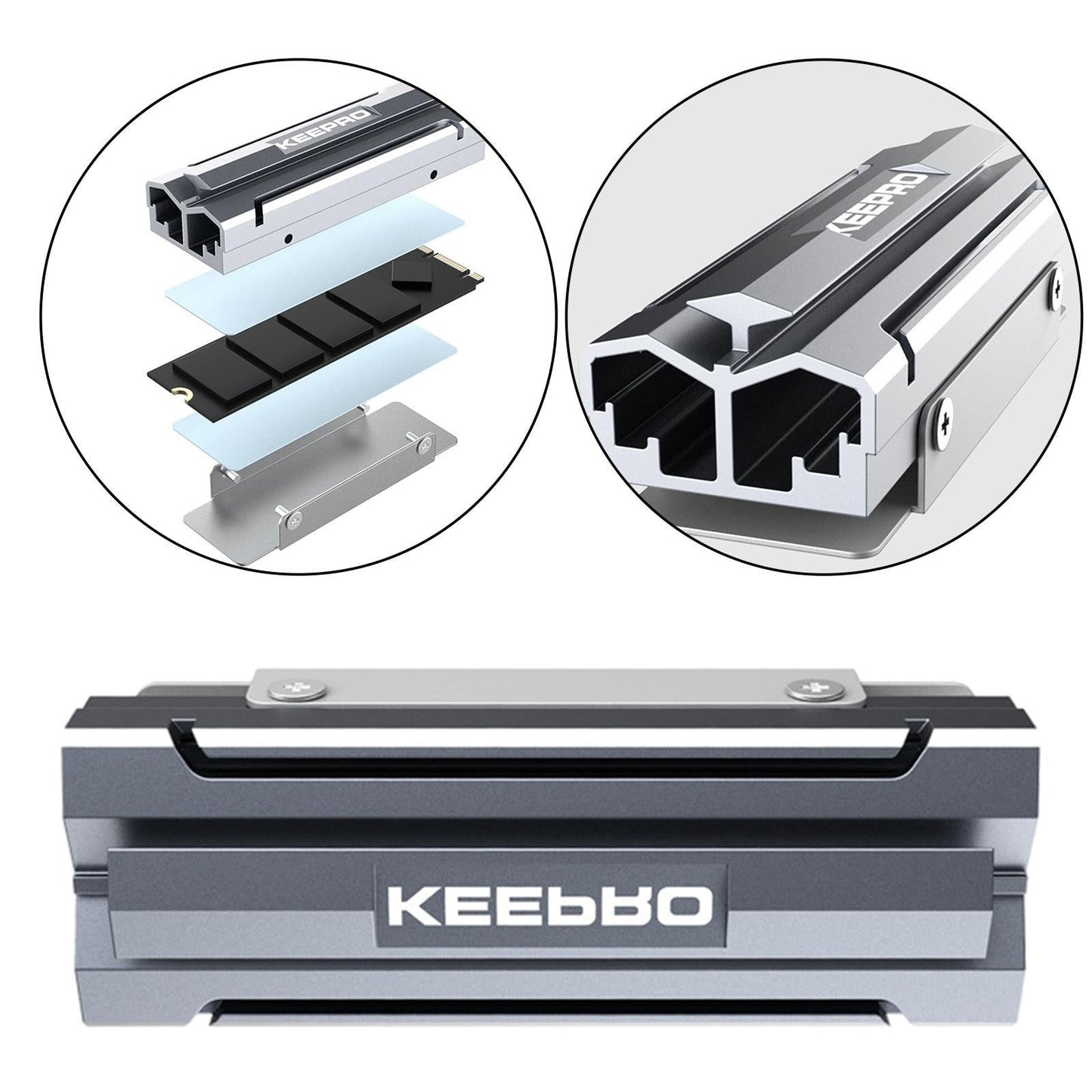 Heatsinks Thermal Pads Double-Sided Design for M.2 2280 SSD Silver gray