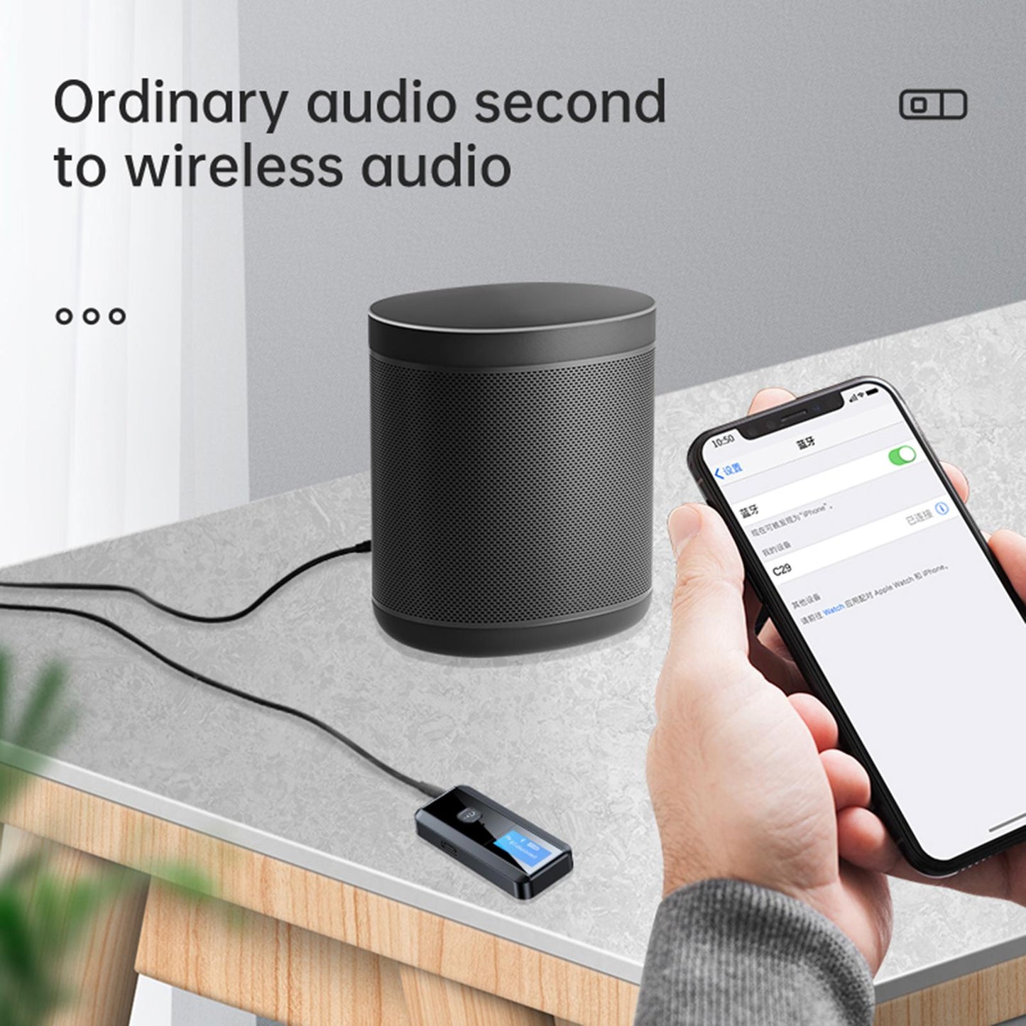 Bluetooth 5.0 Audio Adapter Transmitter and Receiver with Mic Black