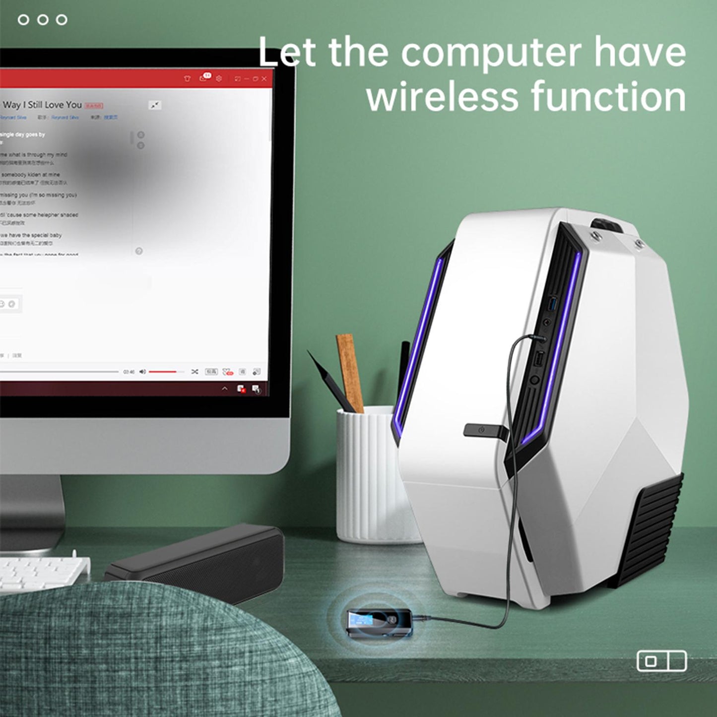 Bluetooth 5.0 Audio Adapter Transmitter and Receiver with Mic Black