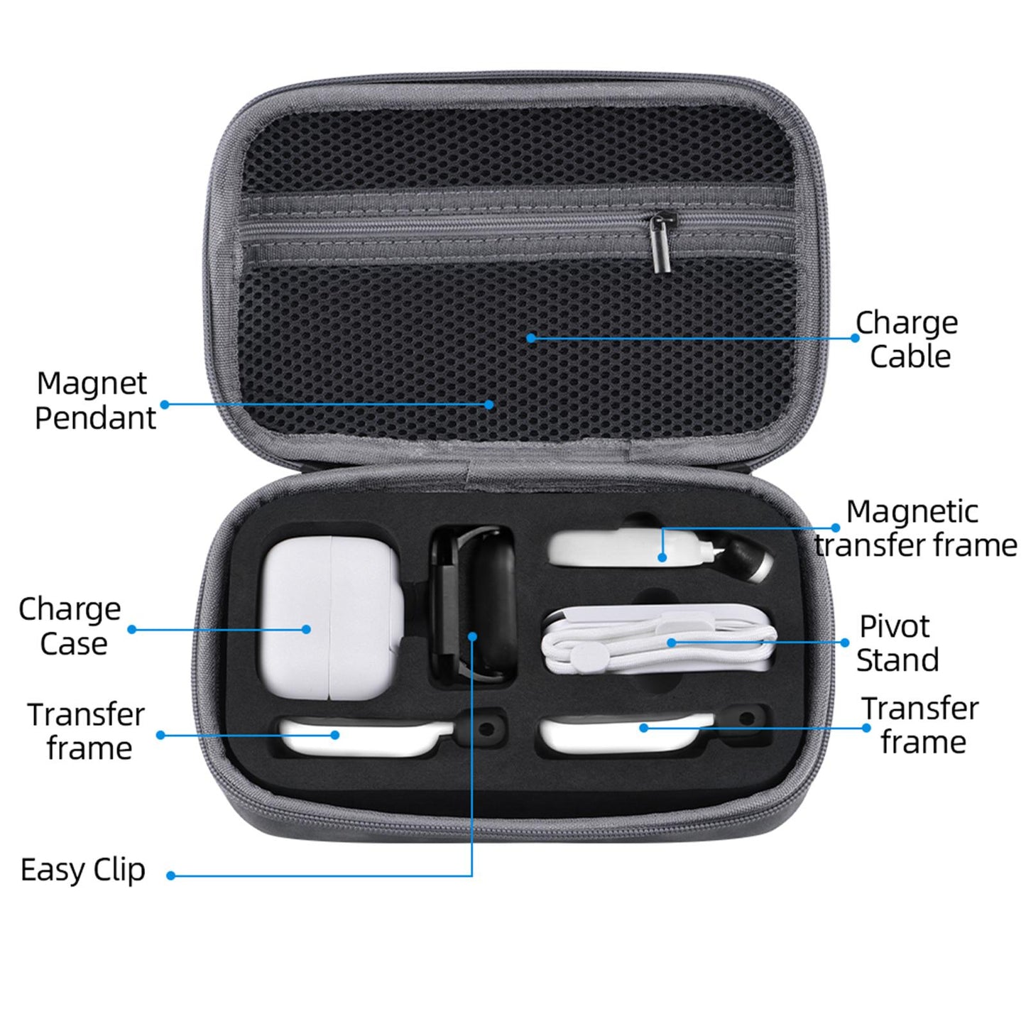 Portable Carrying Case Protective Hard Bag for Insta360 GO 2 Storage Bag Grey