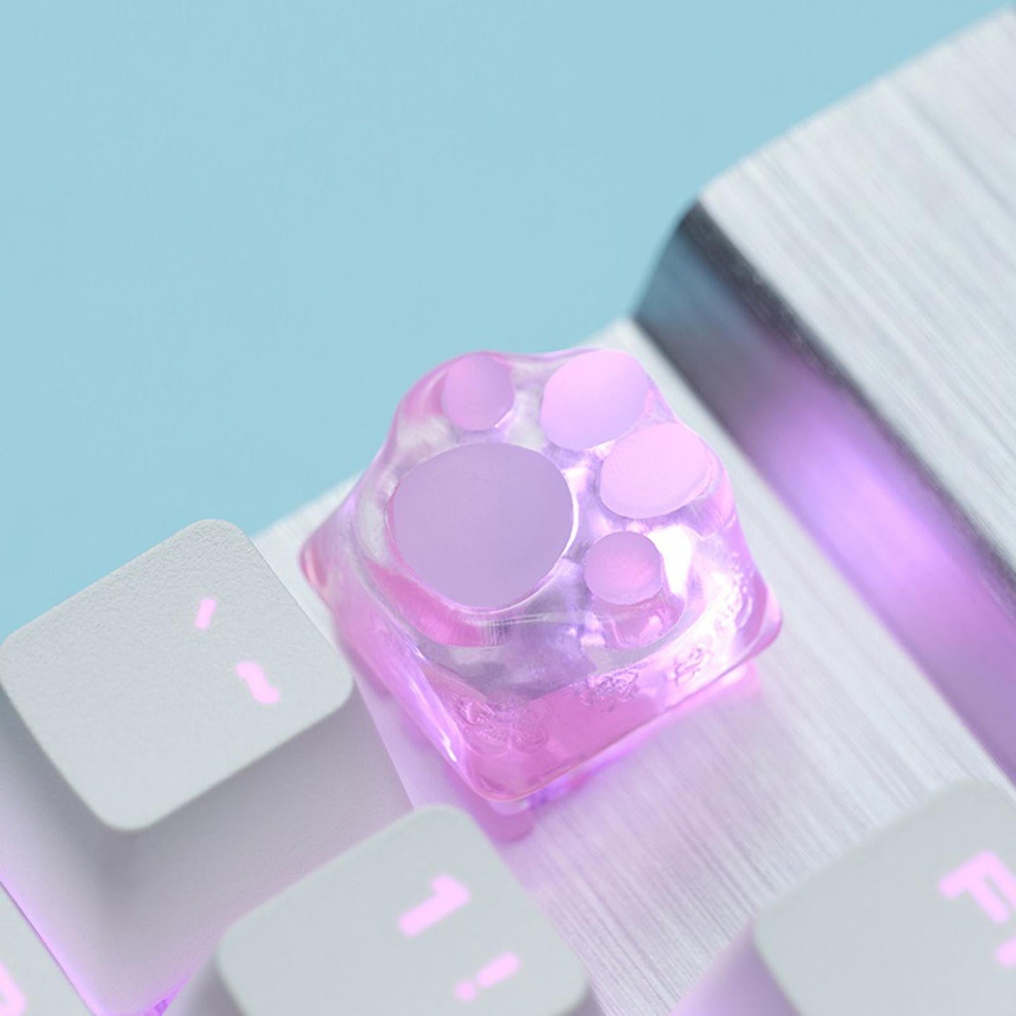 Clear Resin Cat Paw Mechanical Keyboard Keycap Pad for Cherry MX DIY Pink