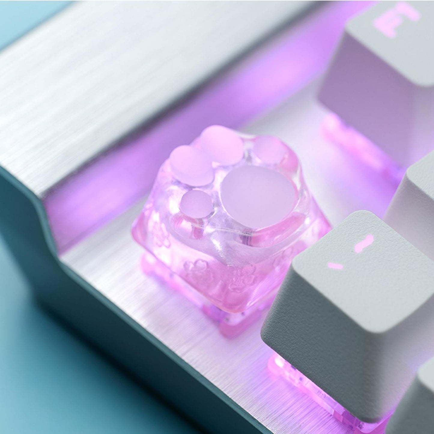 Clear Resin Cat Paw Mechanical Keyboard Keycap Pad for Cherry MX DIY Pink