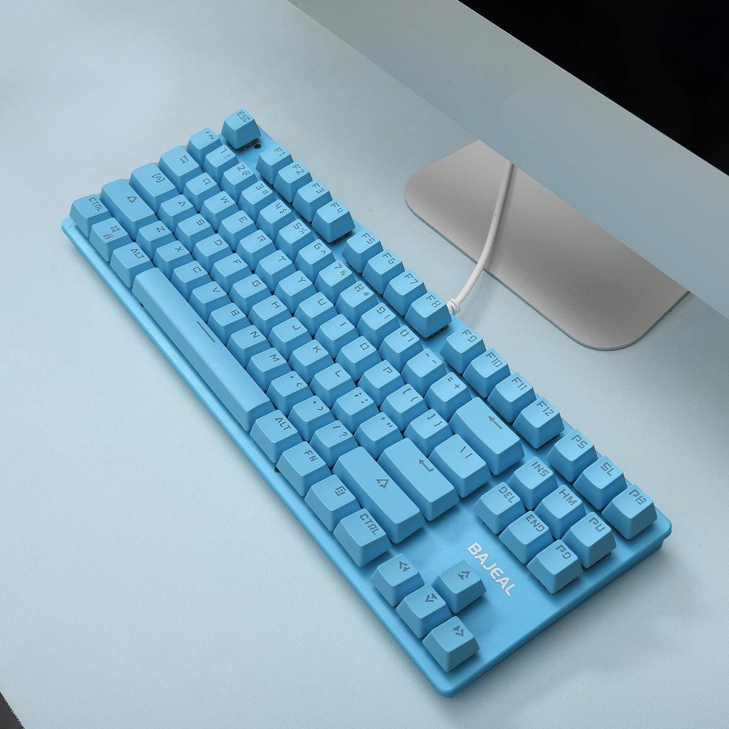 Cute 87-Key Backlit Wired Mechanical Keyboard for Windows Gamer PC Blue