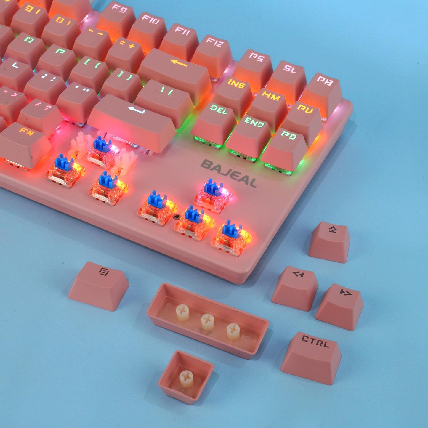 Cute 87-Key Backlit Wired Mechanical Keyboard for Windows Gamer PC Pink