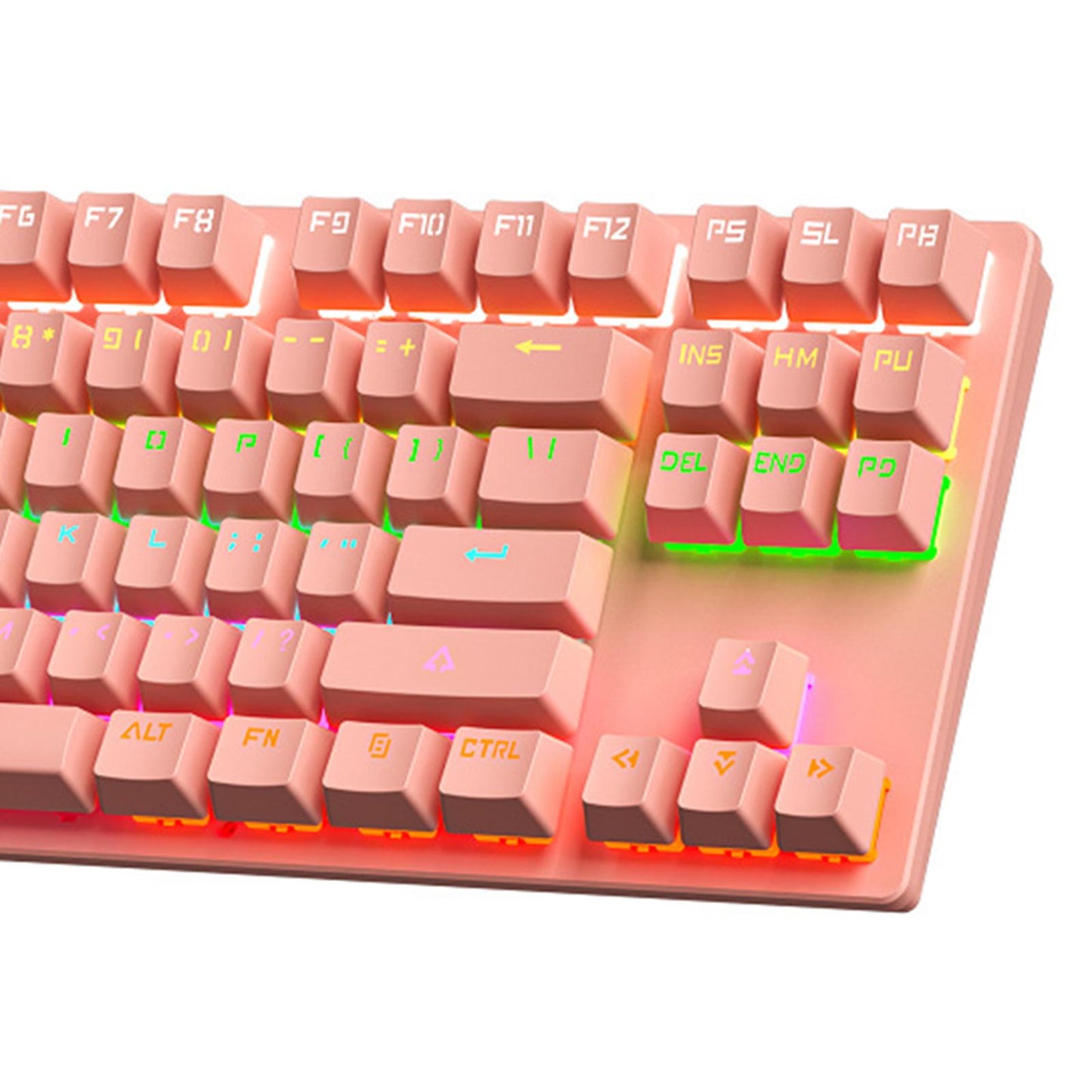 Cute 87-Key Backlit Wired Mechanical Keyboard for Windows Gamer PC Pink