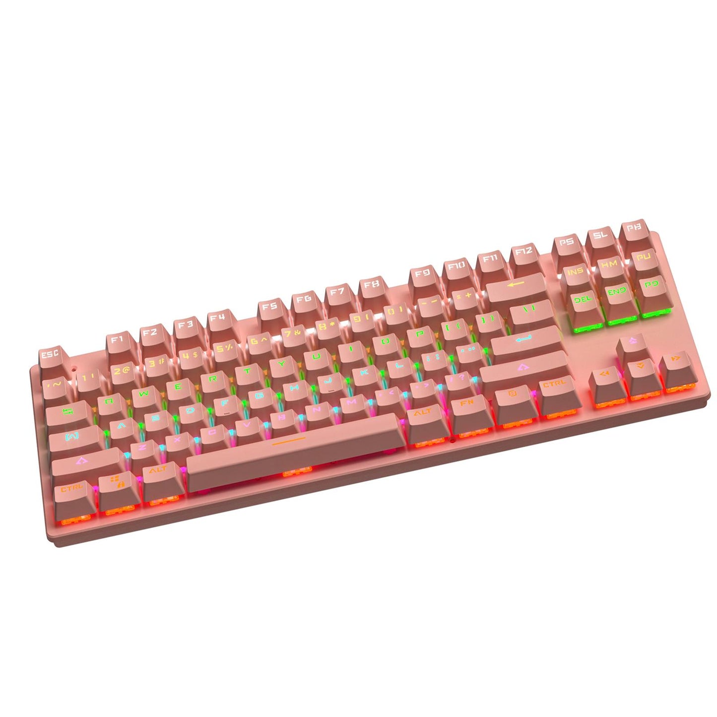 Cute 87-Key Backlit Wired Mechanical Keyboard for Windows Gamer PC Pink