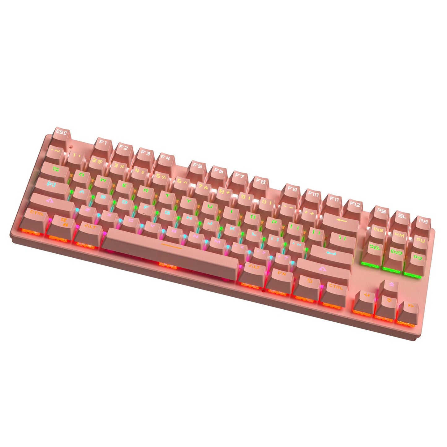 Cute 87-Key Backlit Wired Mechanical Keyboard for Windows Gamer PC Pink