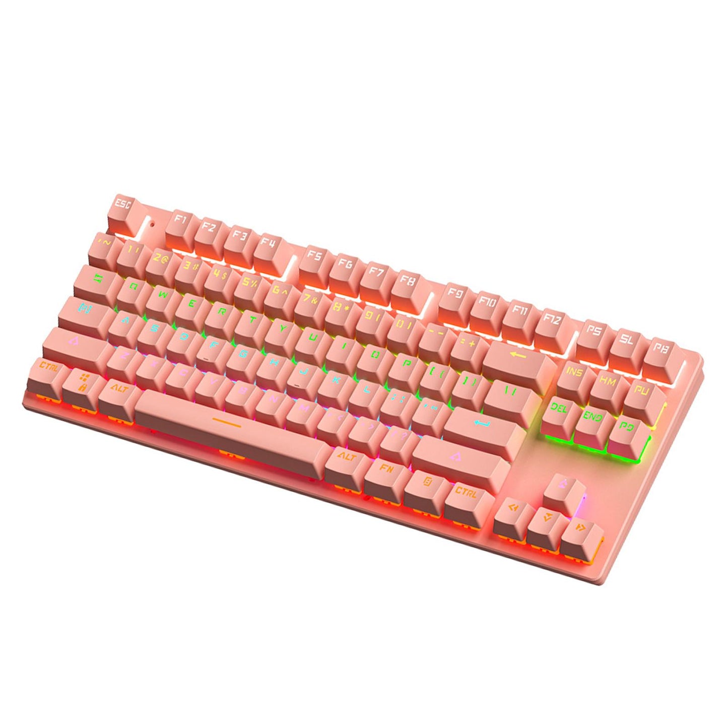 Cute 87-Key Backlit Wired Mechanical Keyboard for Windows Gamer PC Pink
