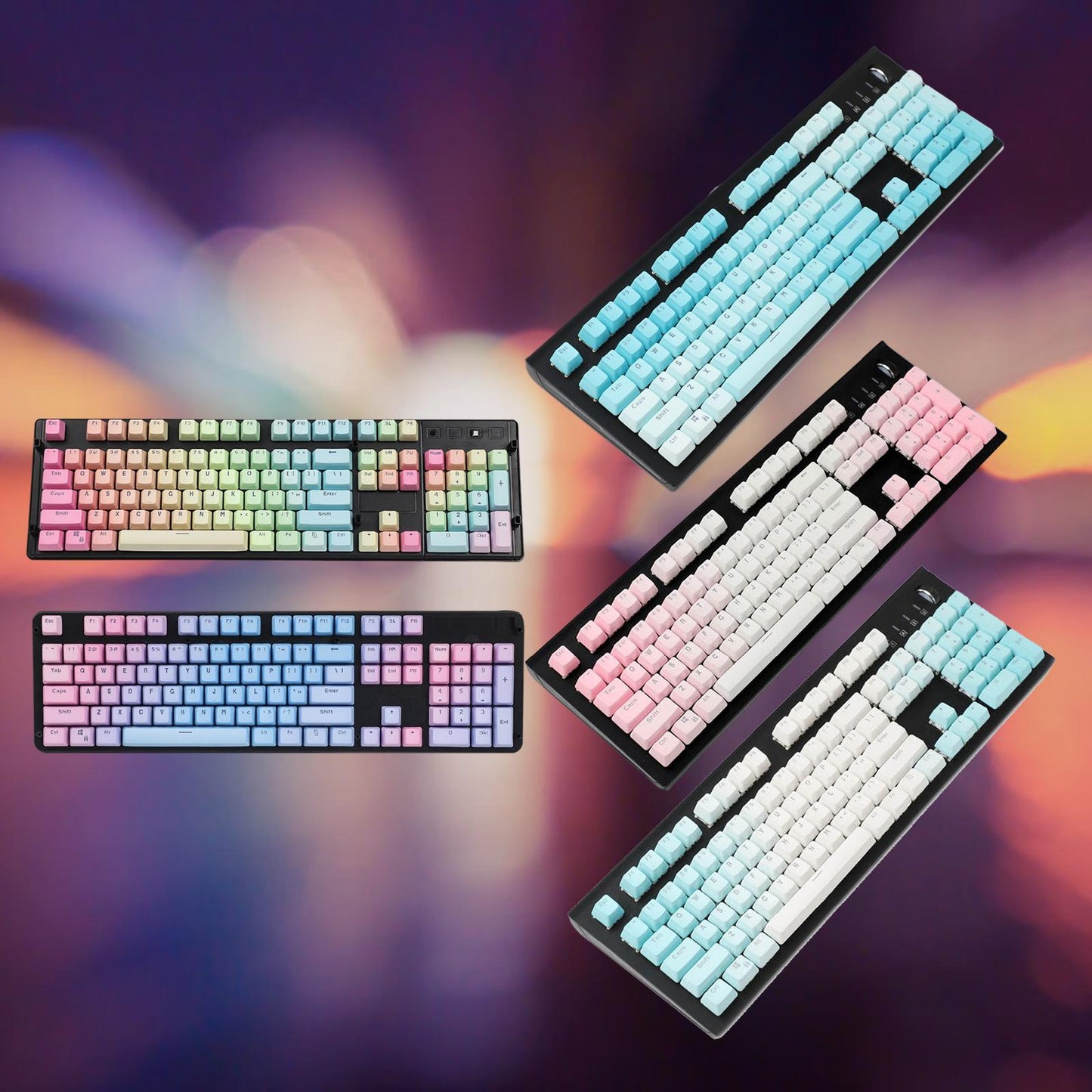 104 Keys Mechanical Switch Keyboard Keycaps PBT Keycaps Rainbow Gradient