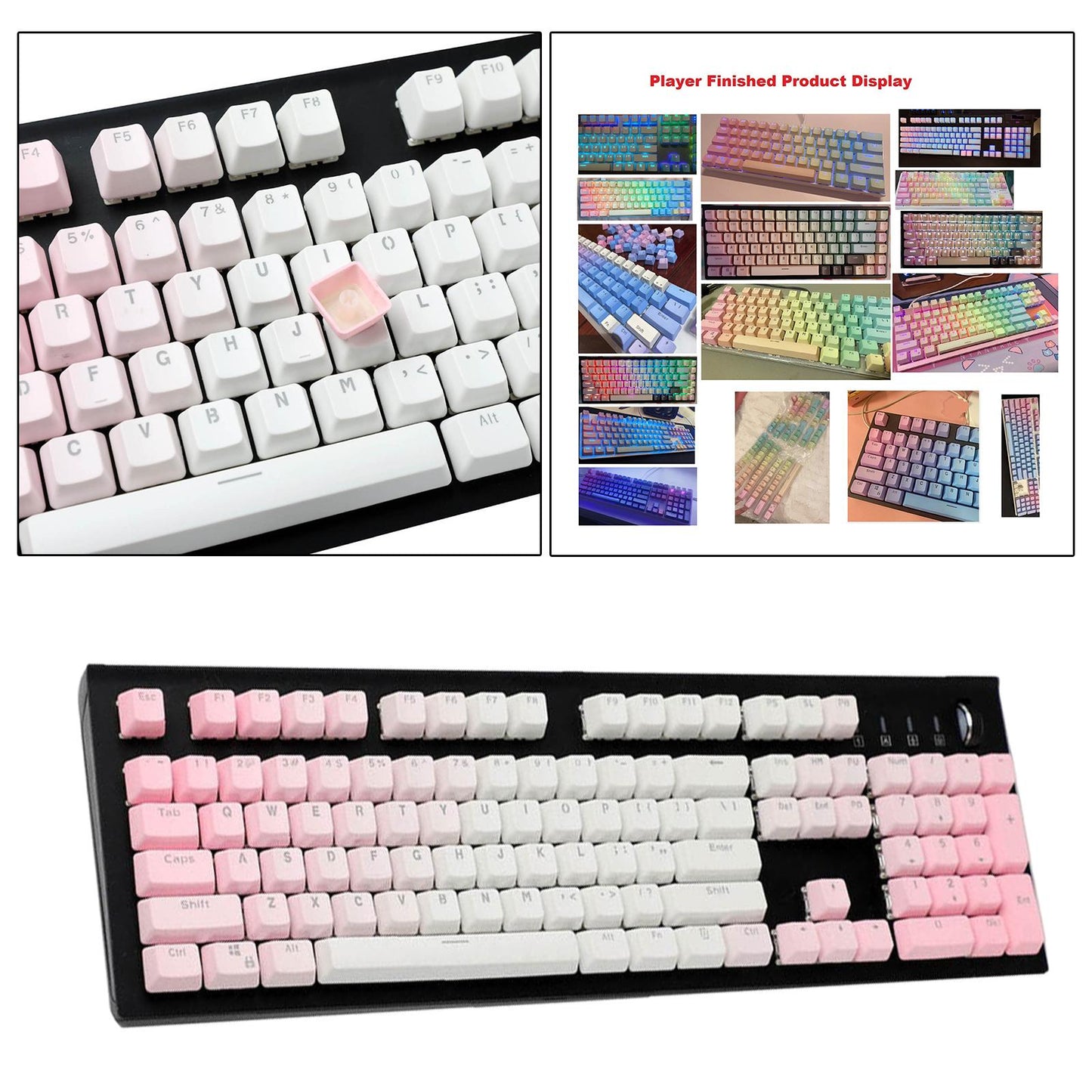 104 Keys Mechanical Switch Keyboard Keycaps PBT Keycaps Pink Gradient