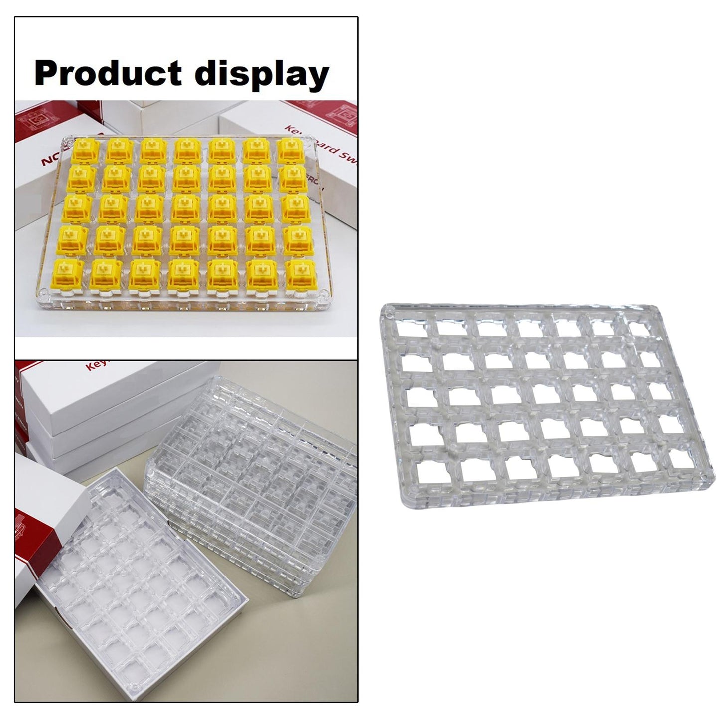 Transparent Button Tester Base Acrylic Storage for Keyboard 14x14x1cm