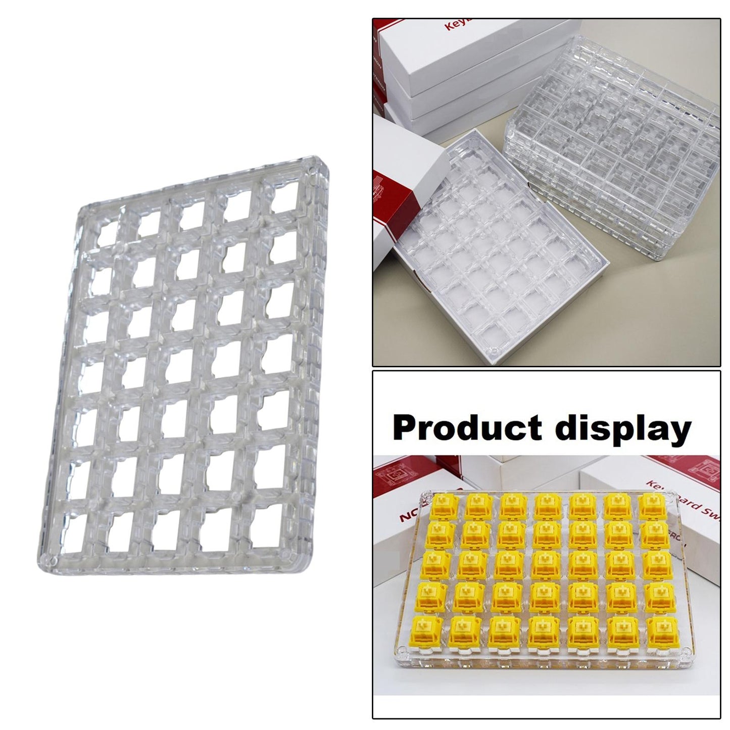 Transparent Button Tester Base Acrylic Storage for Keyboard 14x14x1cm