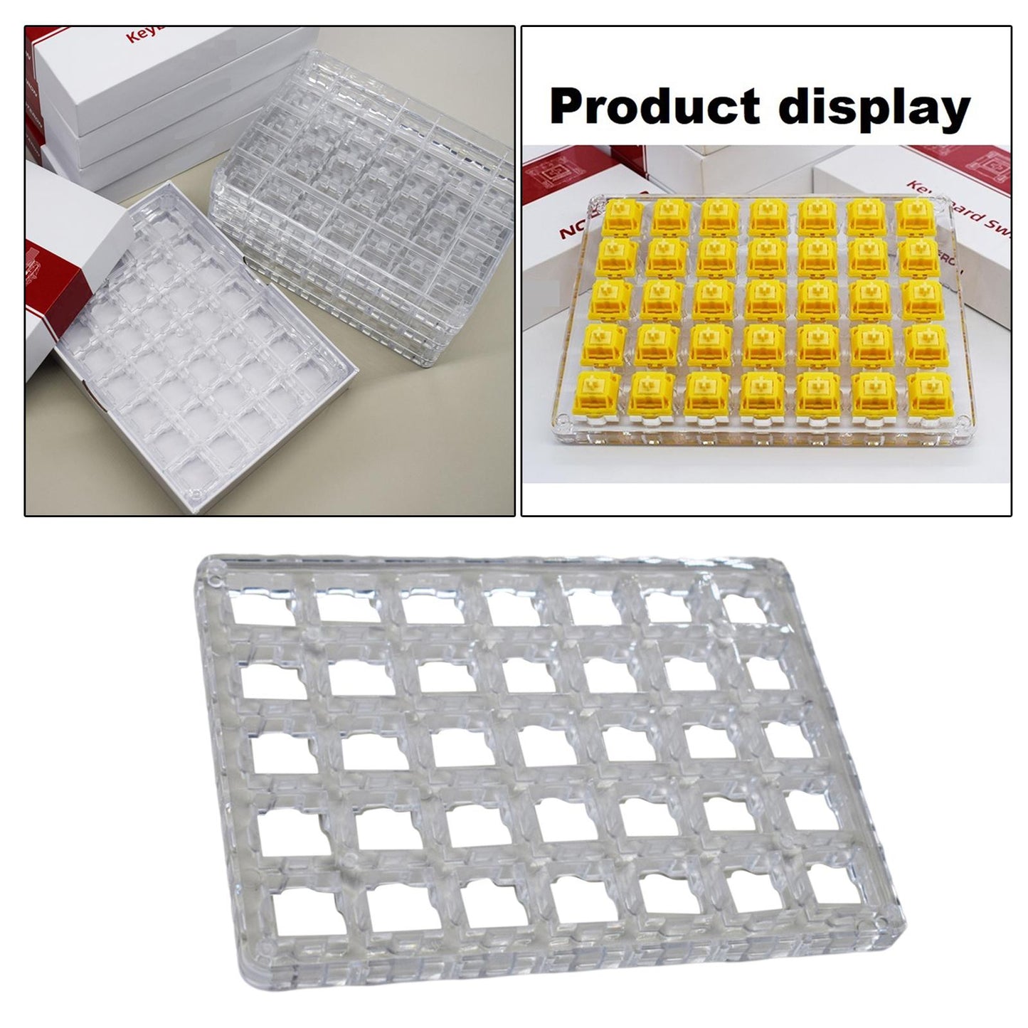 Transparent Button Tester Base Acrylic Storage for Keyboard 14x14x1cm