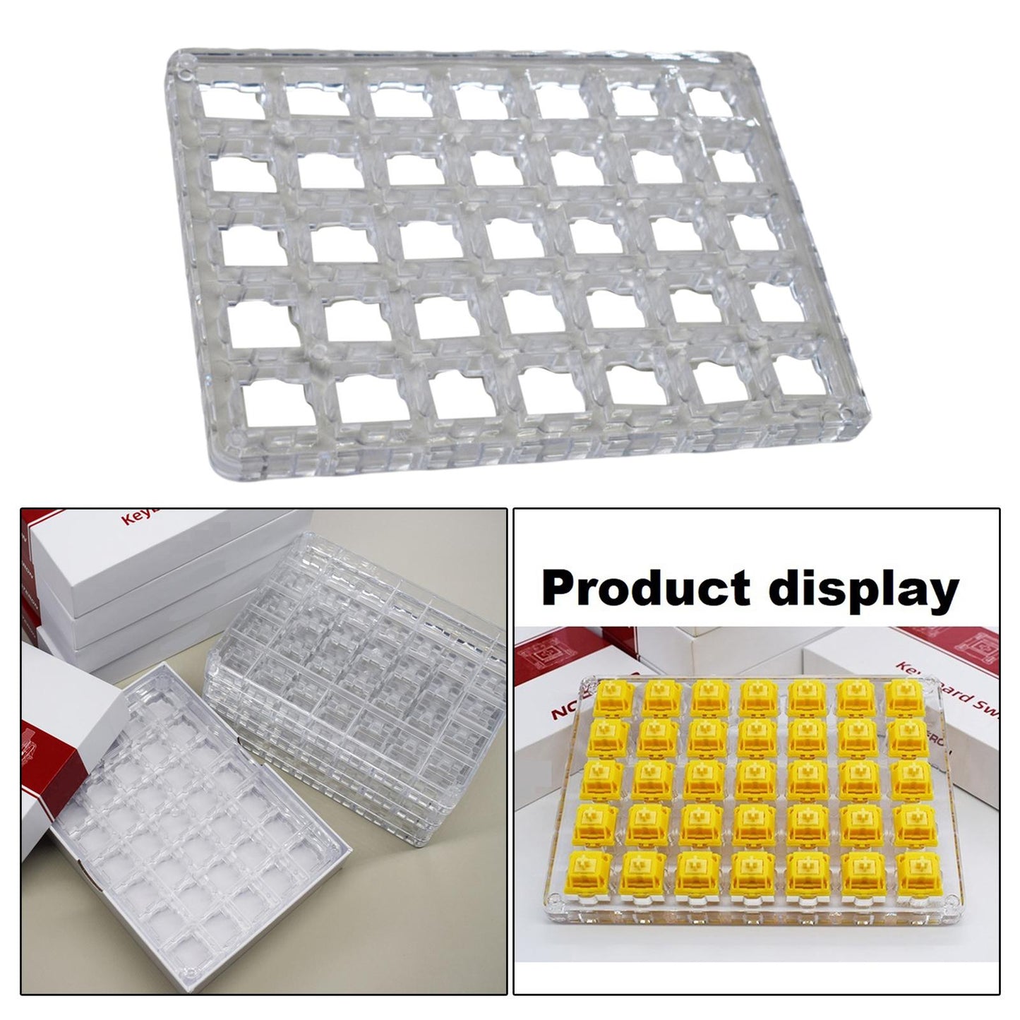 Transparent Button Tester Base Acrylic Storage for Keyboard 14x14x1cm