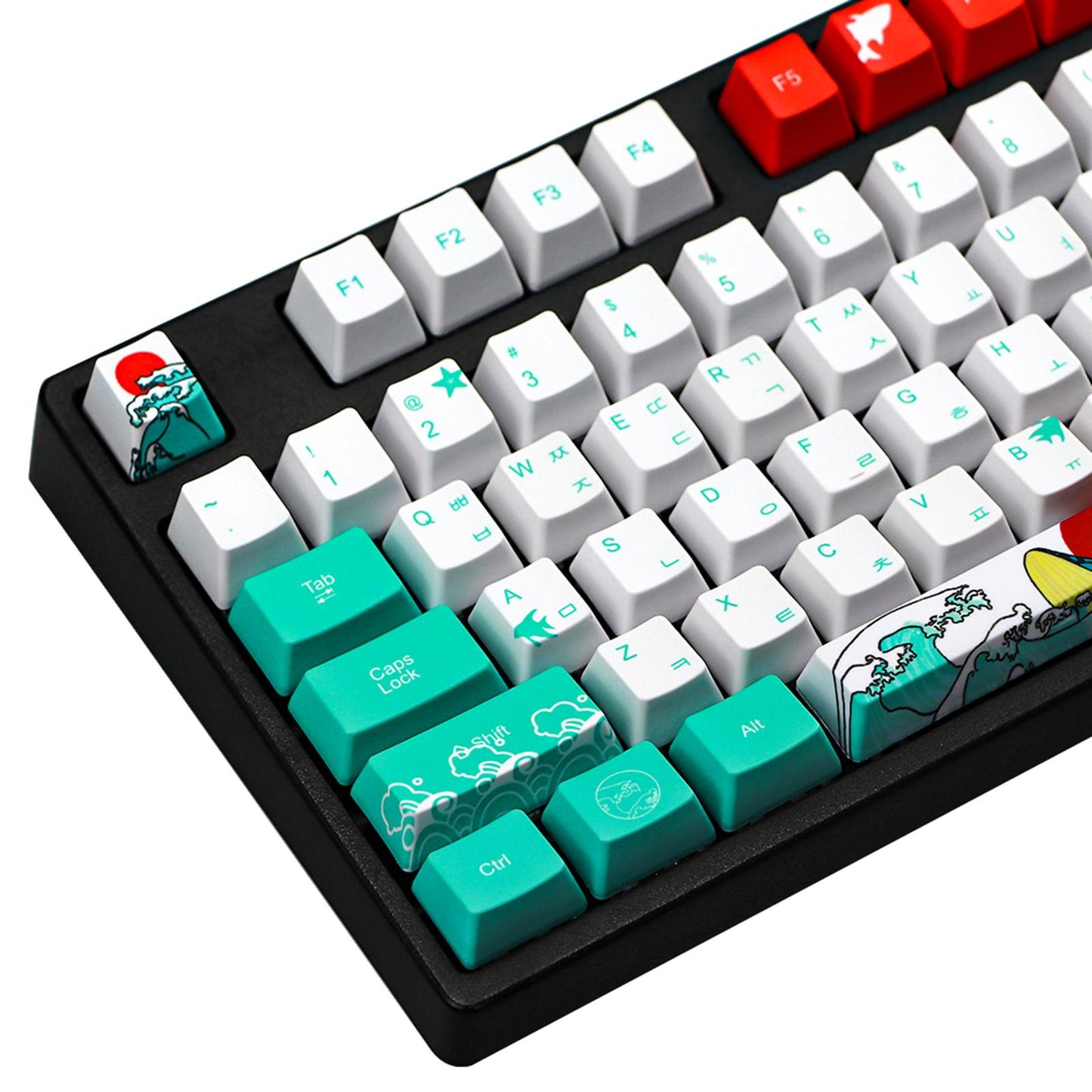 110-Key Coral Sea DYE-SUB PBT Keycaps DIY for Cherry MX Keyboards Korean