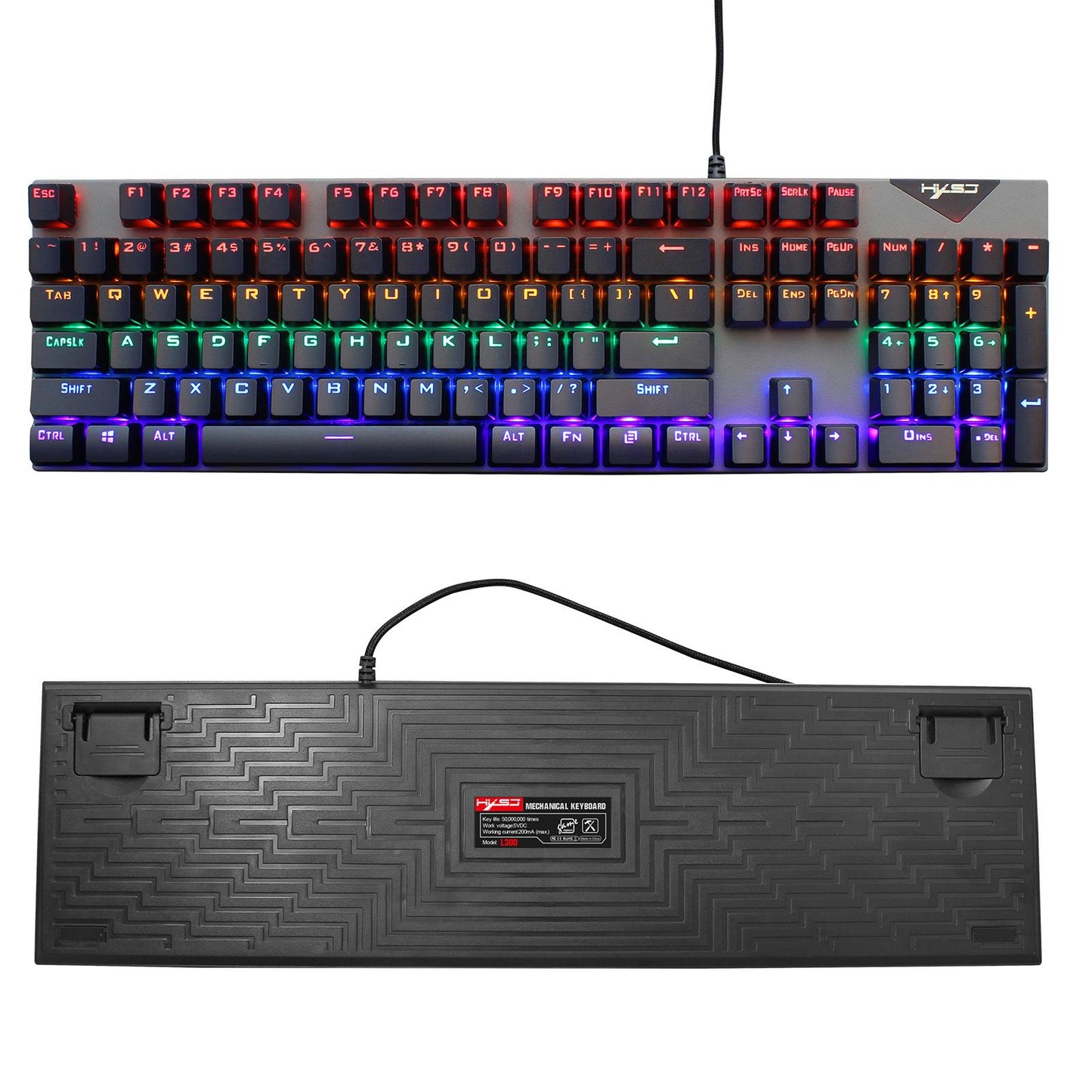 L300 RGB Backlit Mechanical Gaming Keyboard Wired 104 Keys for PC Gamer