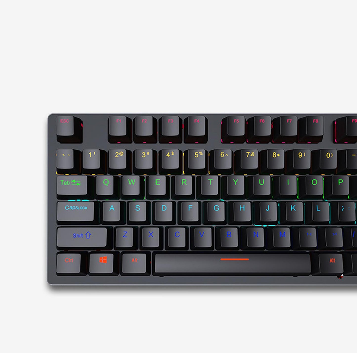 USB 87 Keys Punk Wired Gaming Keyboard Splash-Proof Design black