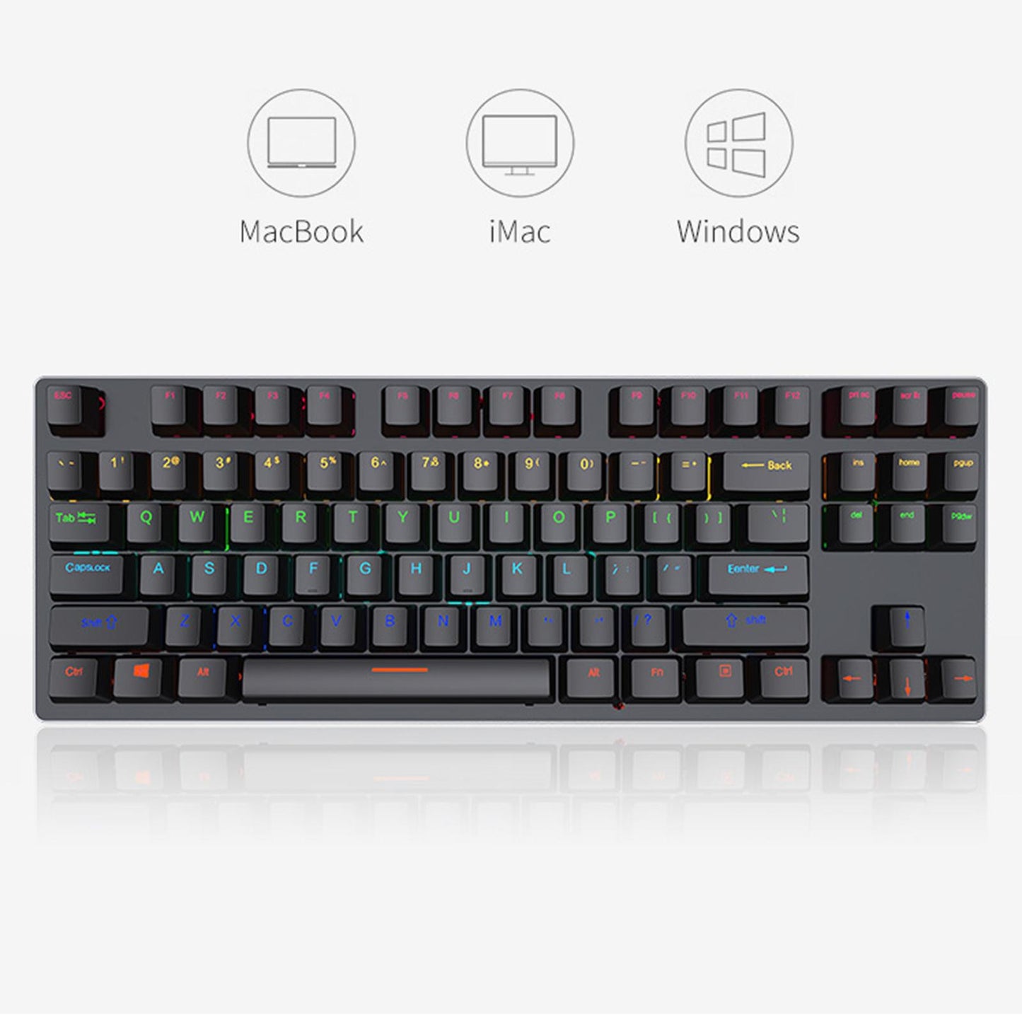 USB 87 Keys Punk Wired Gaming Keyboard Splash-Proof Design black
