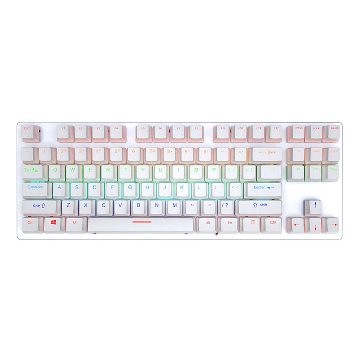 USB 87 Keys Punk Wired Gaming Keyboard Splash-Proof Design White