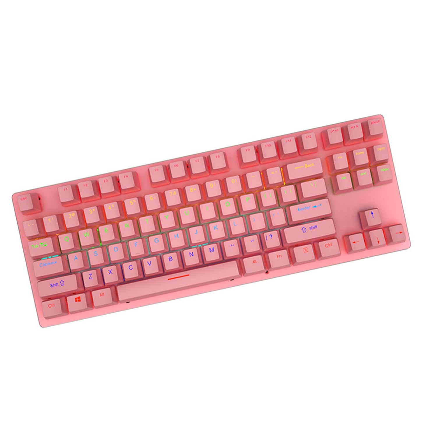 USB 87 Keys Punk Wired Gaming Keyboard Splash-Proof Design Pink