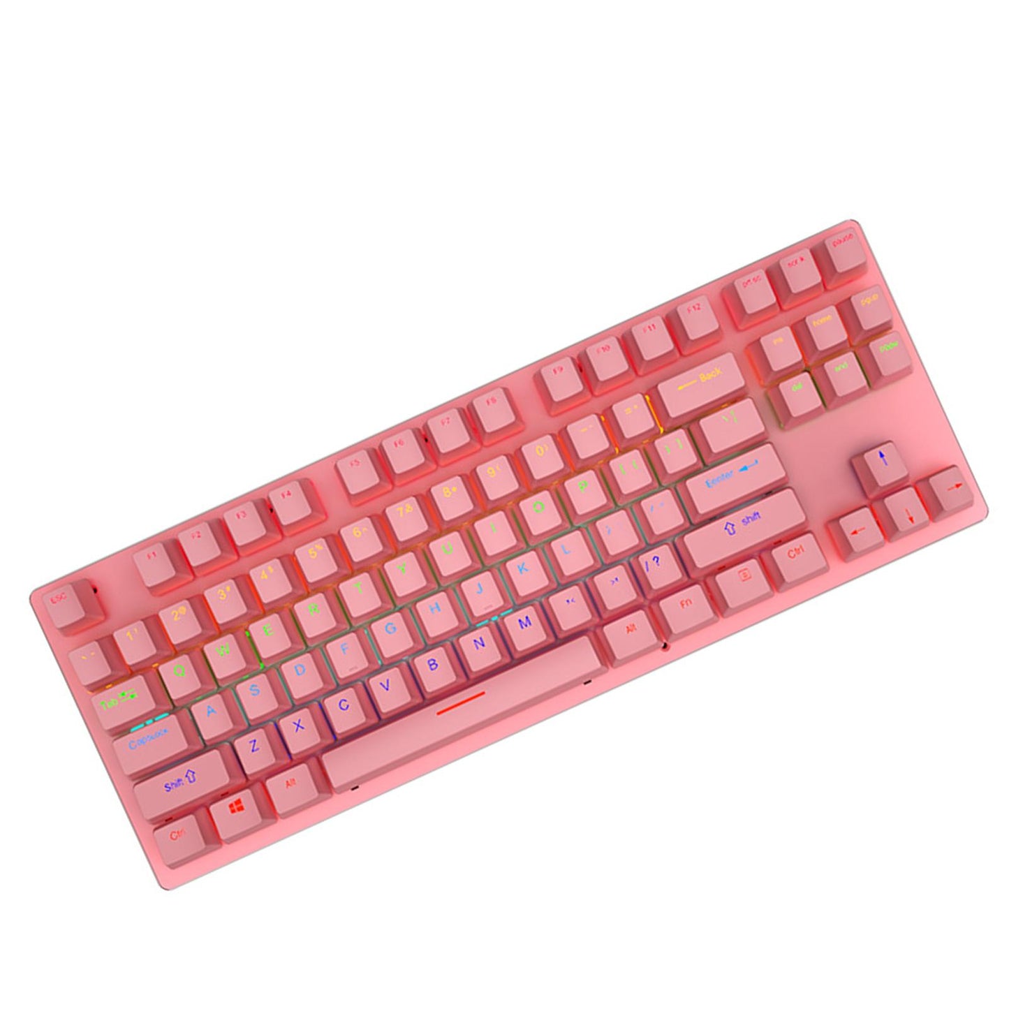 USB 87 Keys Punk Wired Gaming Keyboard Splash-Proof Design Pink
