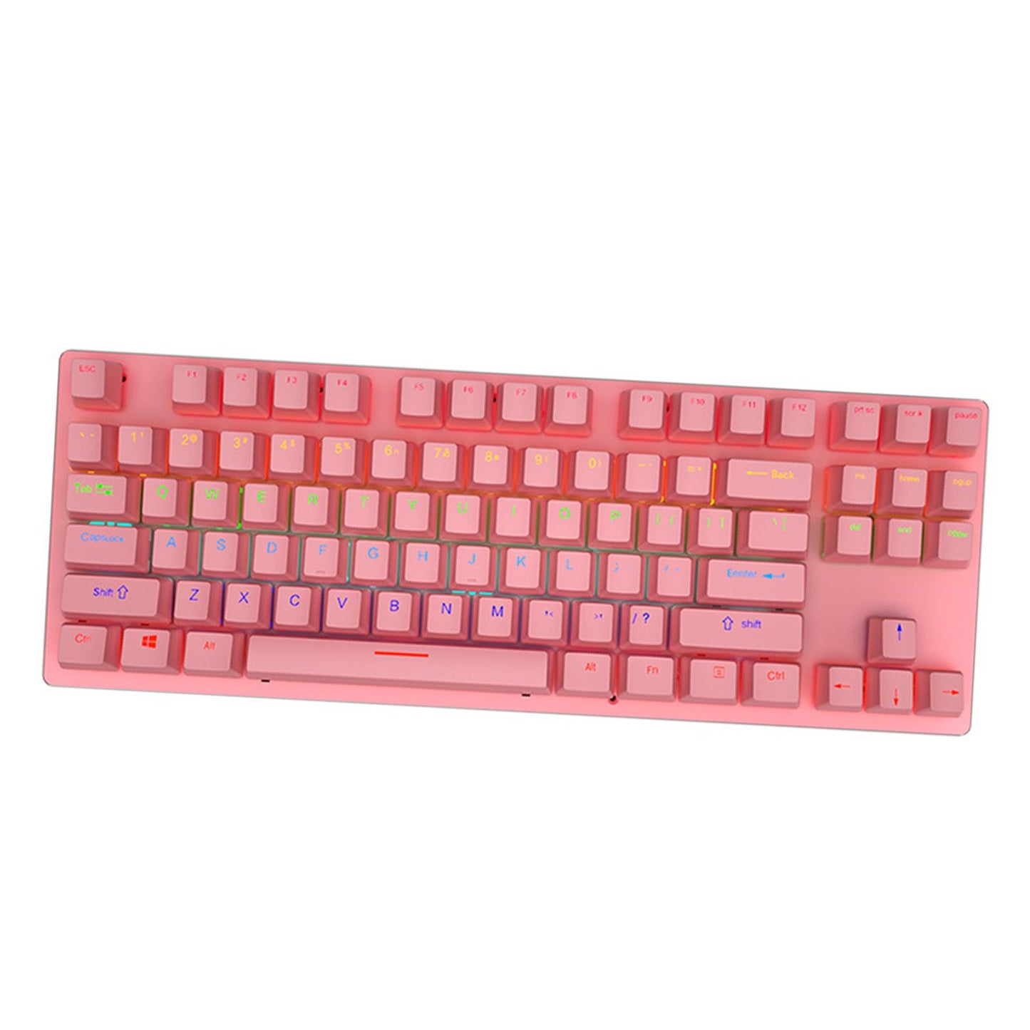 USB 87 Keys Punk Wired Gaming Keyboard Splash-Proof Design Pink