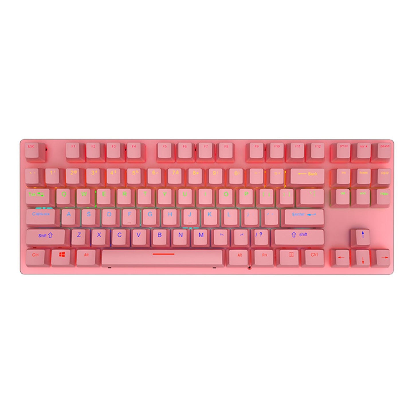 USB 87 Keys Punk Wired Gaming Keyboard Splash-Proof Design Pink