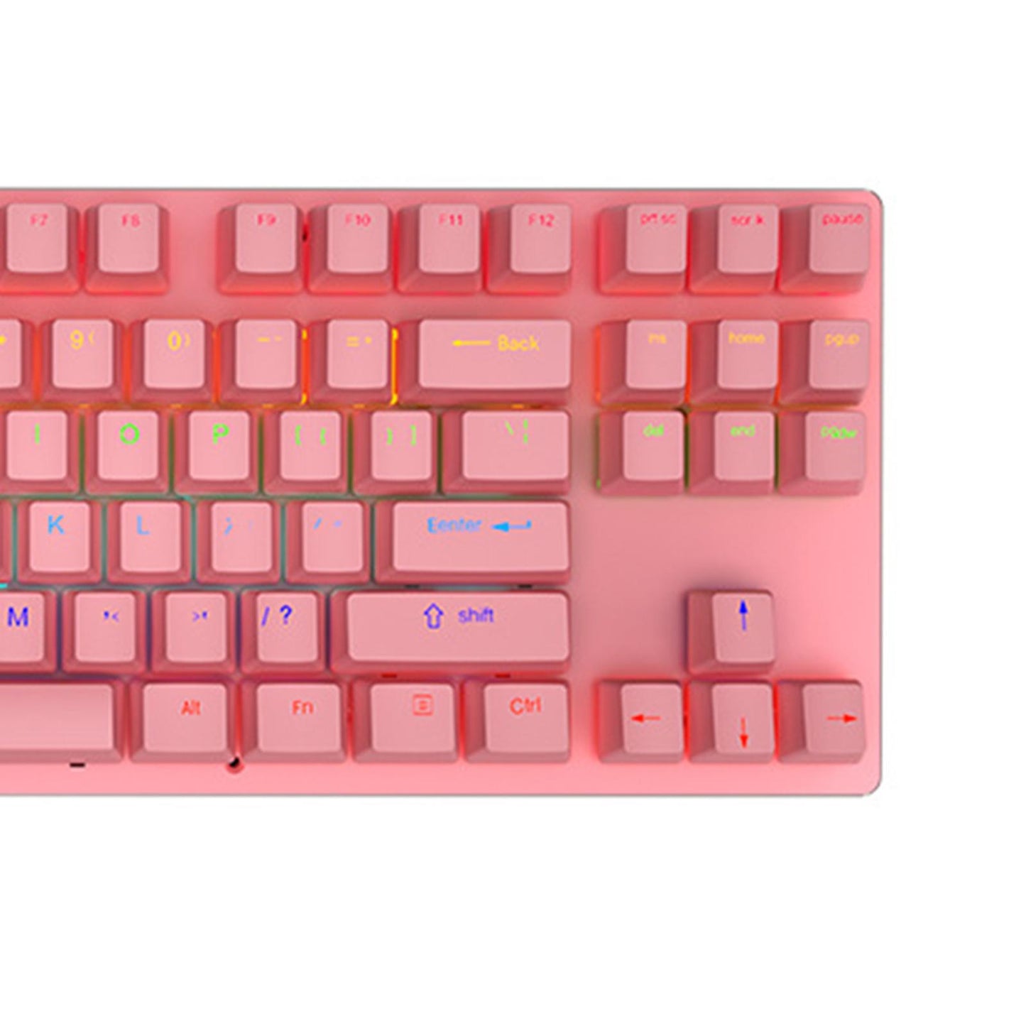 USB 87 Keys Punk Wired Gaming Keyboard Splash-Proof Design Pink