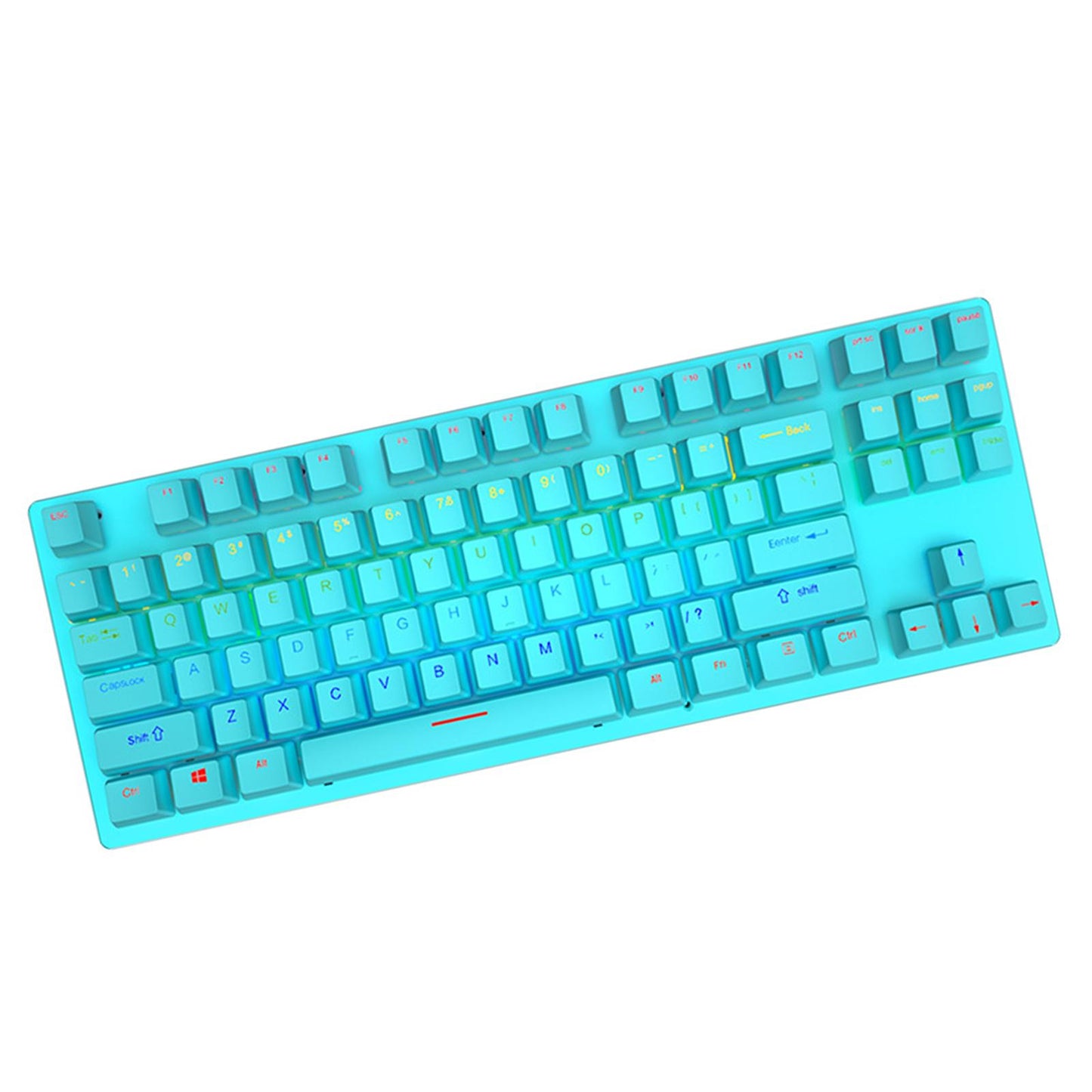 USB 87 Keys Punk Wired Gaming Keyboard Splash-Proof Design Blue