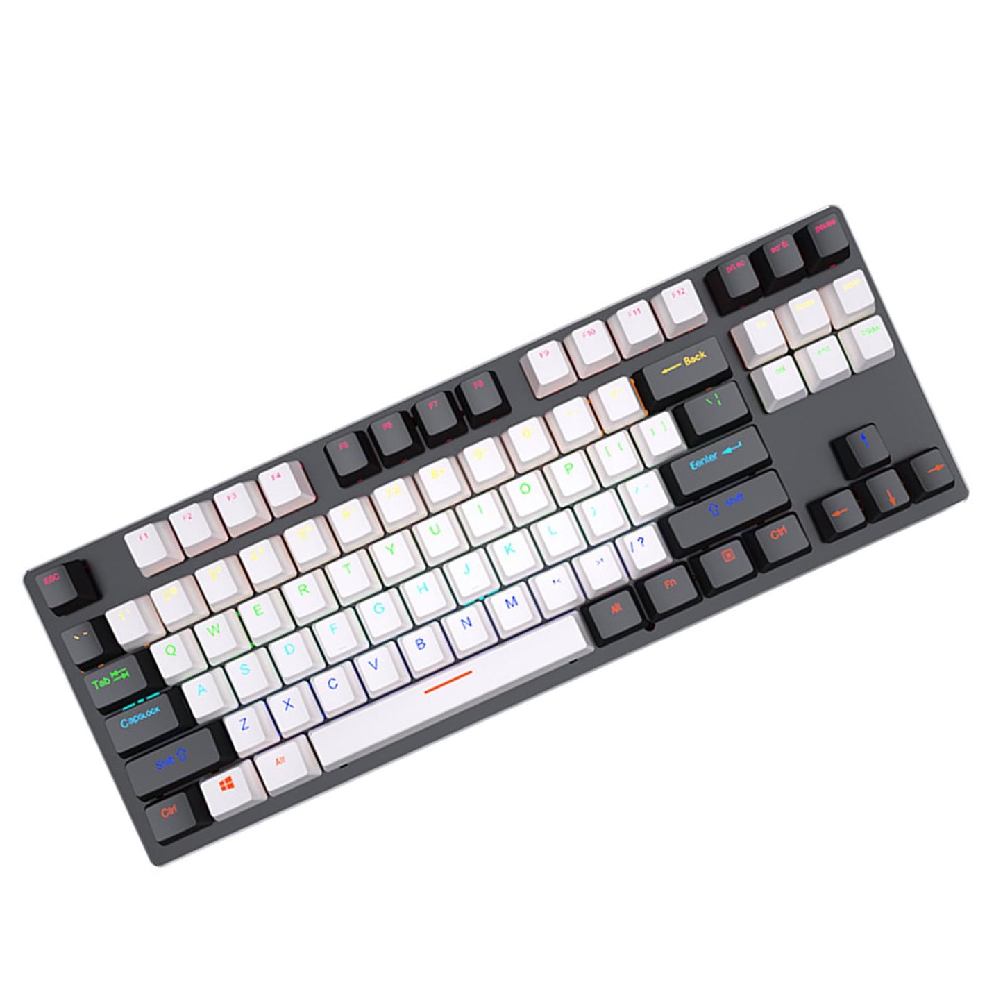 USB 87 Keys Punk Wired Gaming Keyboard Splash-Proof Design Black and white
